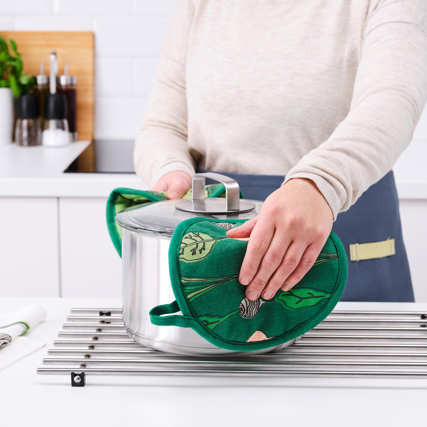 TORVFLY pot holder patterned/green - IKEA