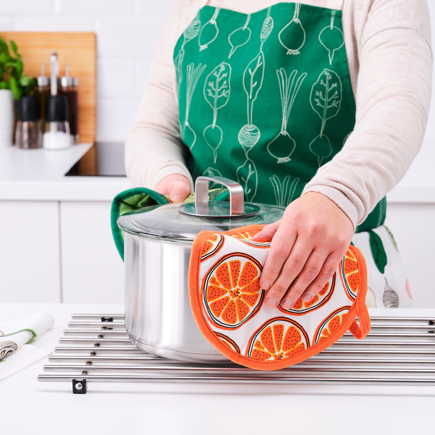 TORVFLY pot holder patterned/orange - IKEA TORVFLY pot holder patterned/orange - IKEA