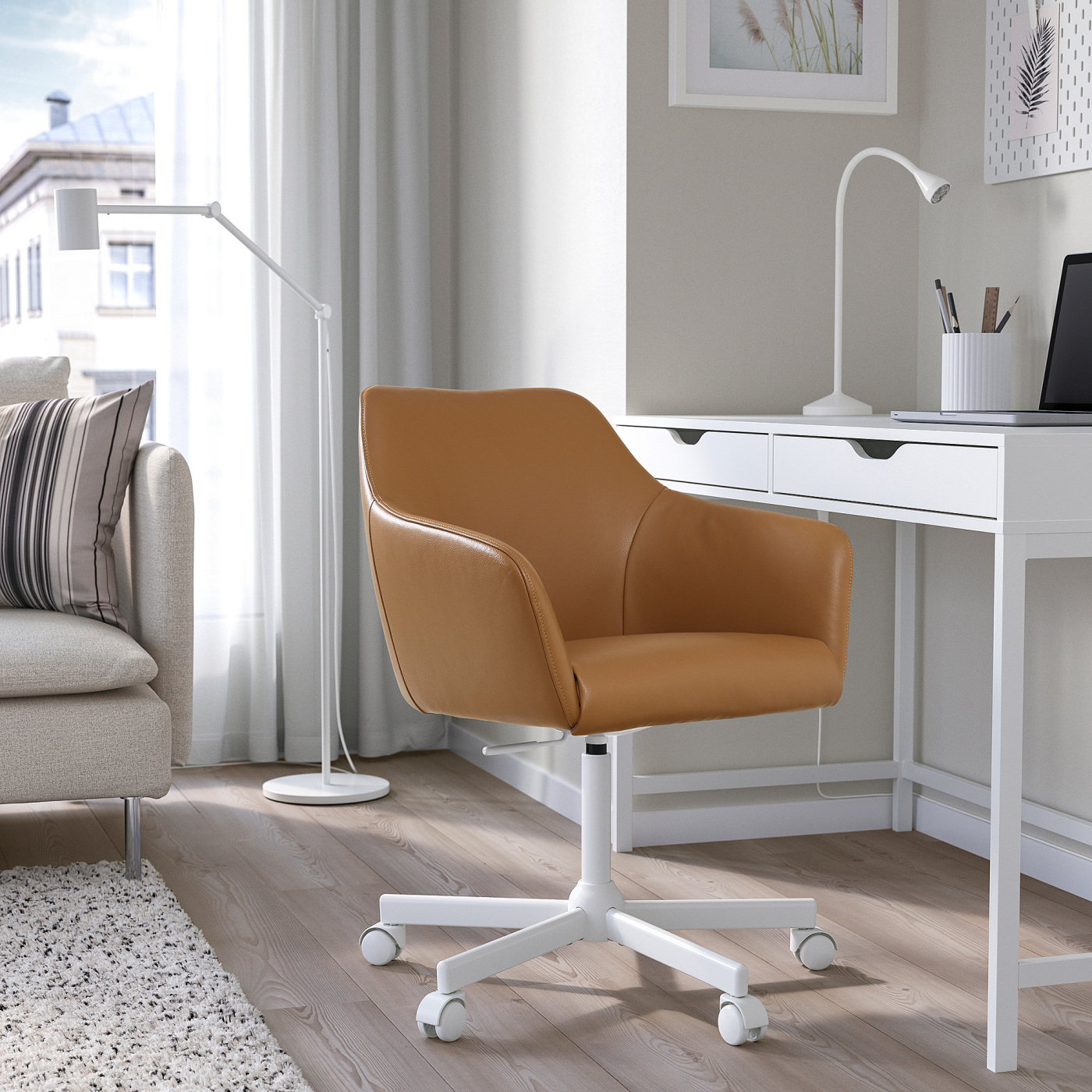 TOSSBERG / MALSKÄR swivel chair Grann light brown/white - IKEA