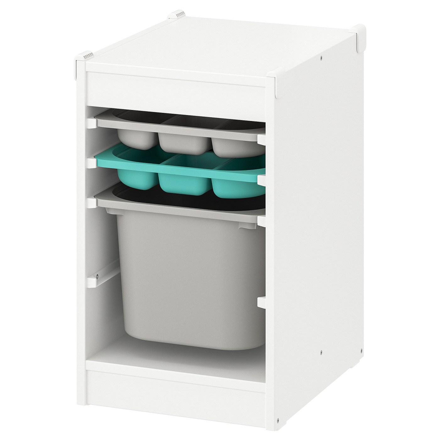 TROFAST storage combination with box/trays white grey/turquoise - IKEA