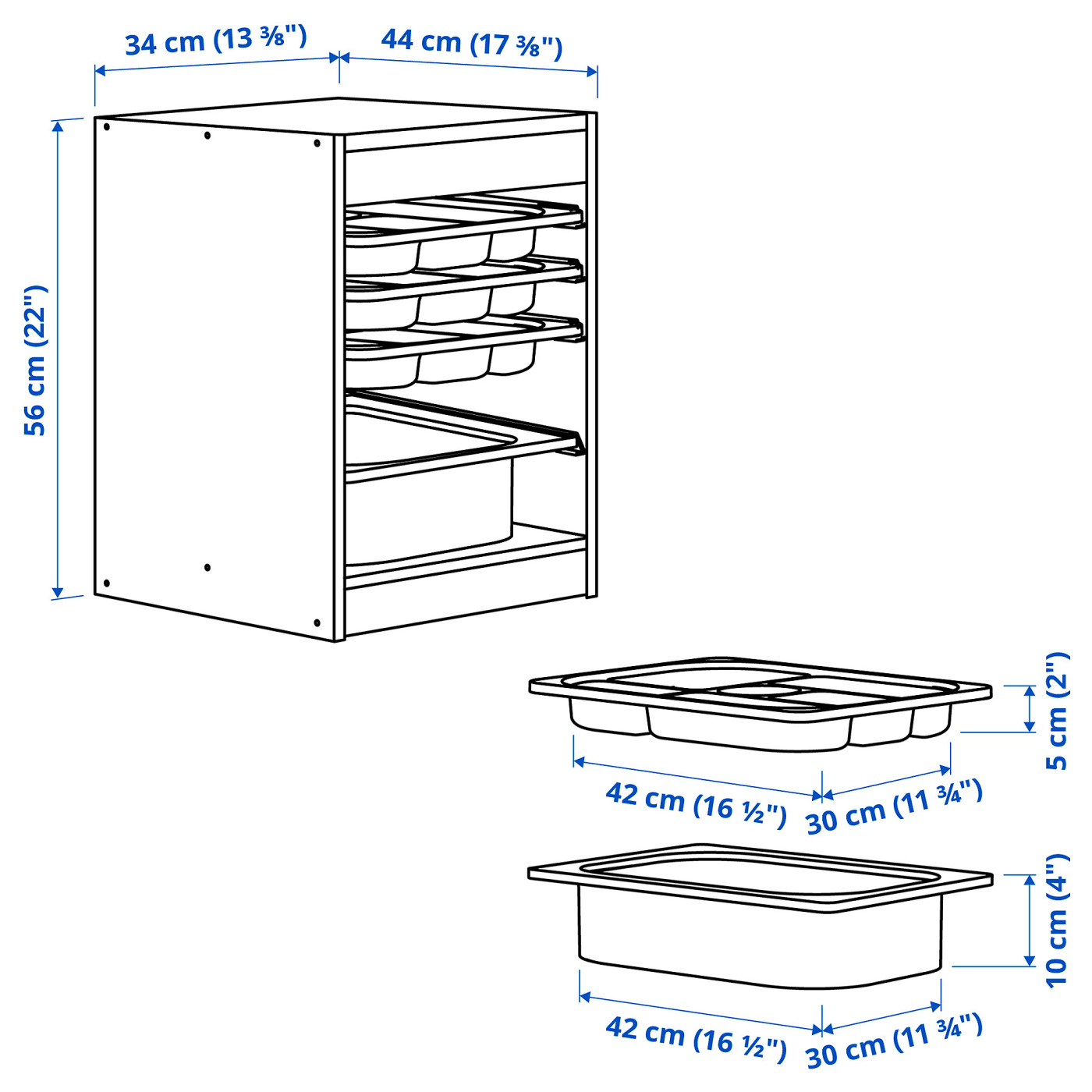 TROFAST storage combination with box/trays white grey/white - IKEA