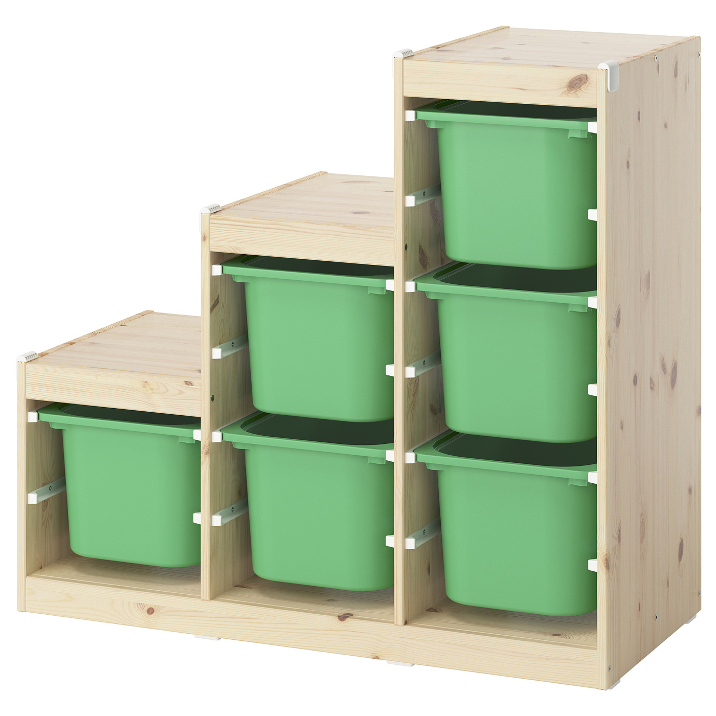 TROFAST storage combination with boxes light white stained pine