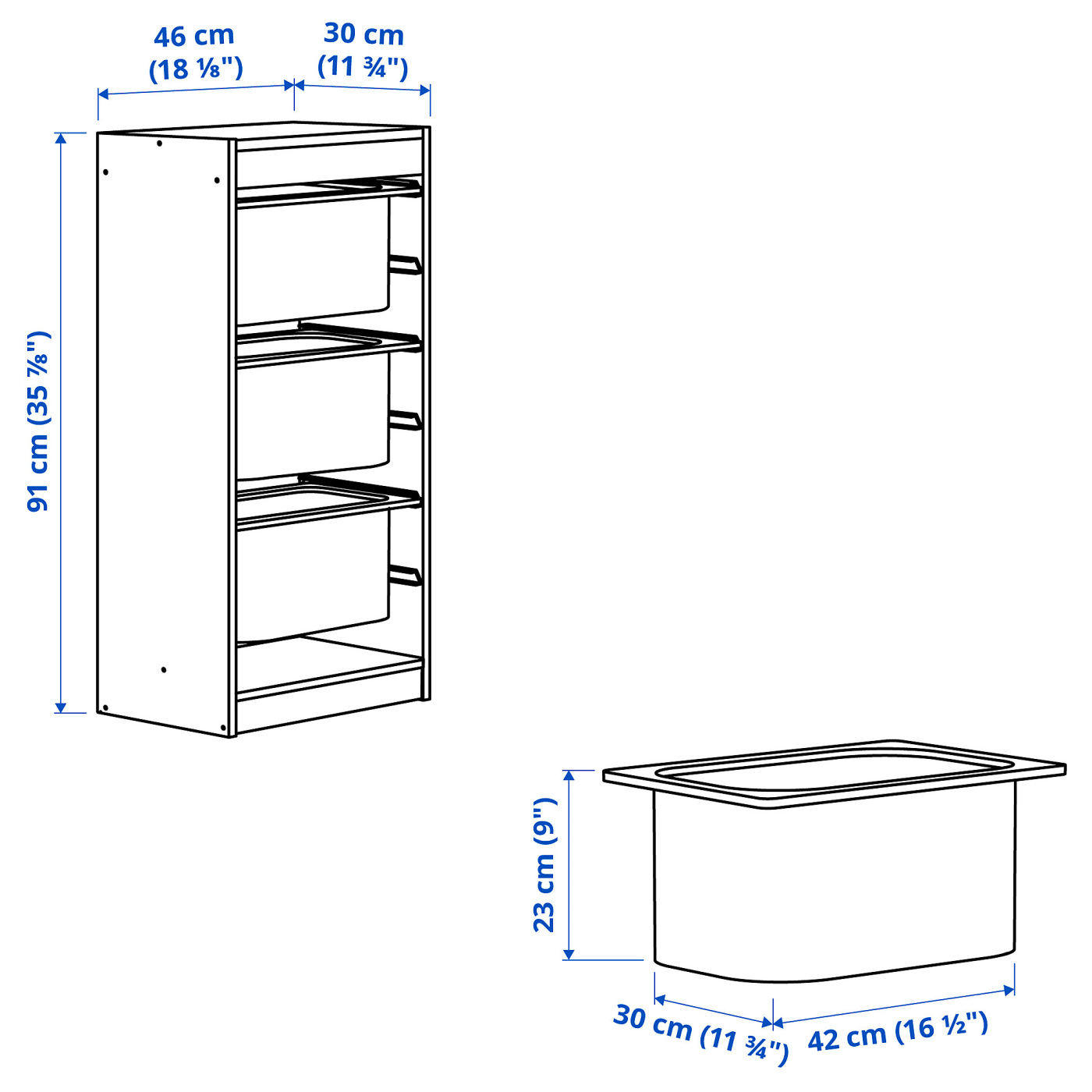 TROFAST storage combination with boxes light white stained pine