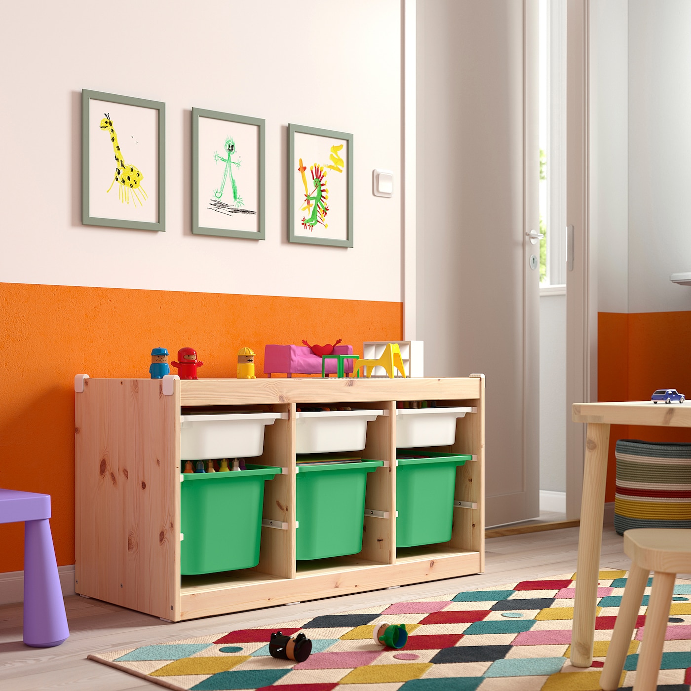 TROFAST storage combination with boxes light white stained pine