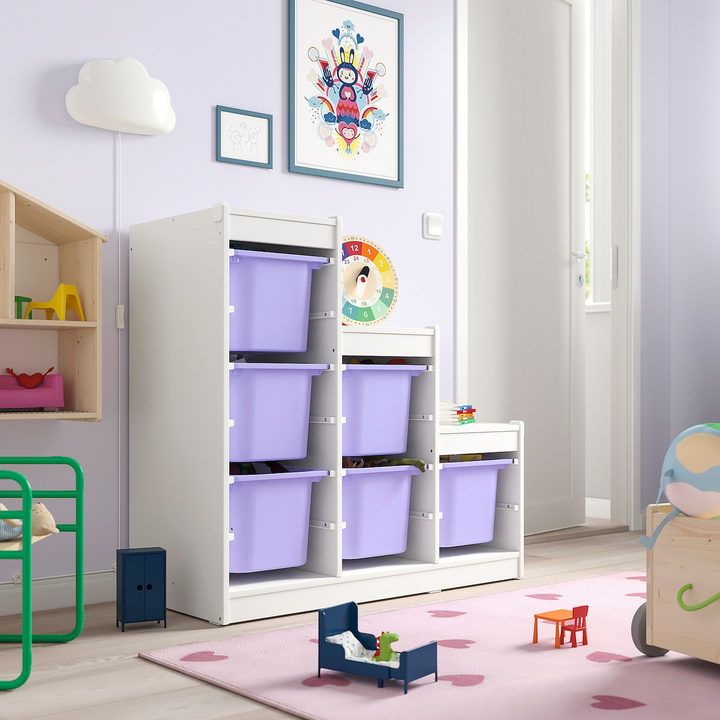 TROFAST storage combination with boxes white/lilac - IKEA