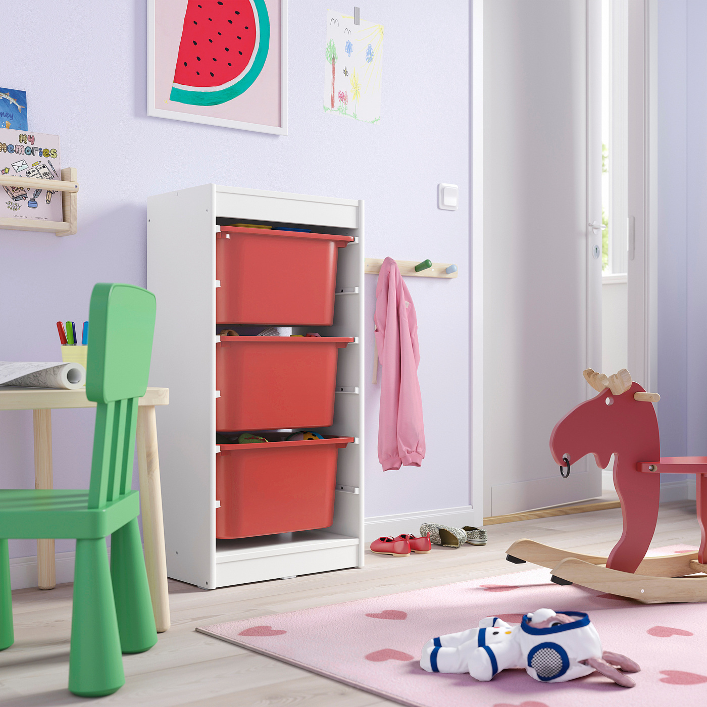 TROFAST storage combination with boxes white/red - IKEA