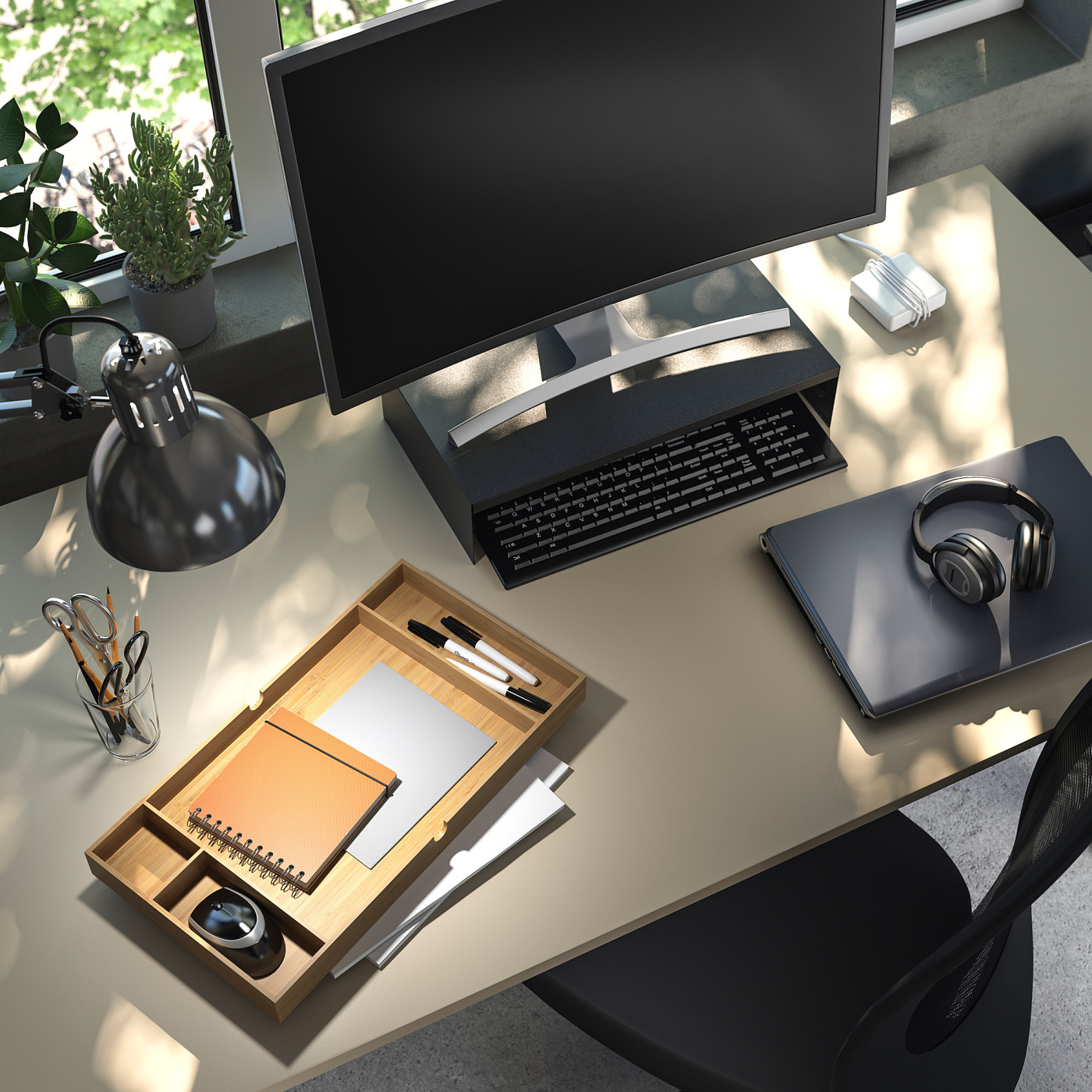 TROTTEN desk beige/anthracite - IKEA