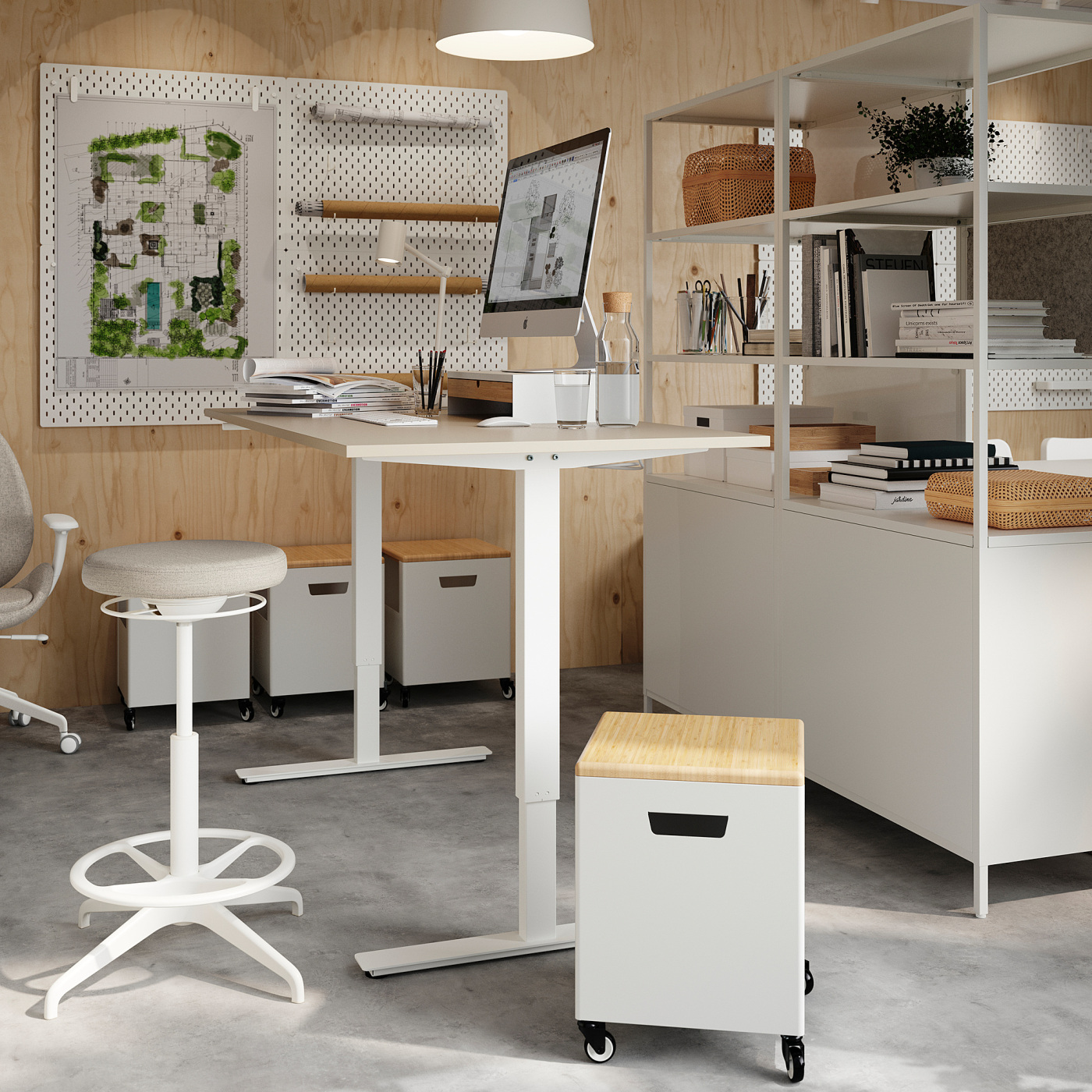TROTTEN desk sit/stand beige/white - IKEA