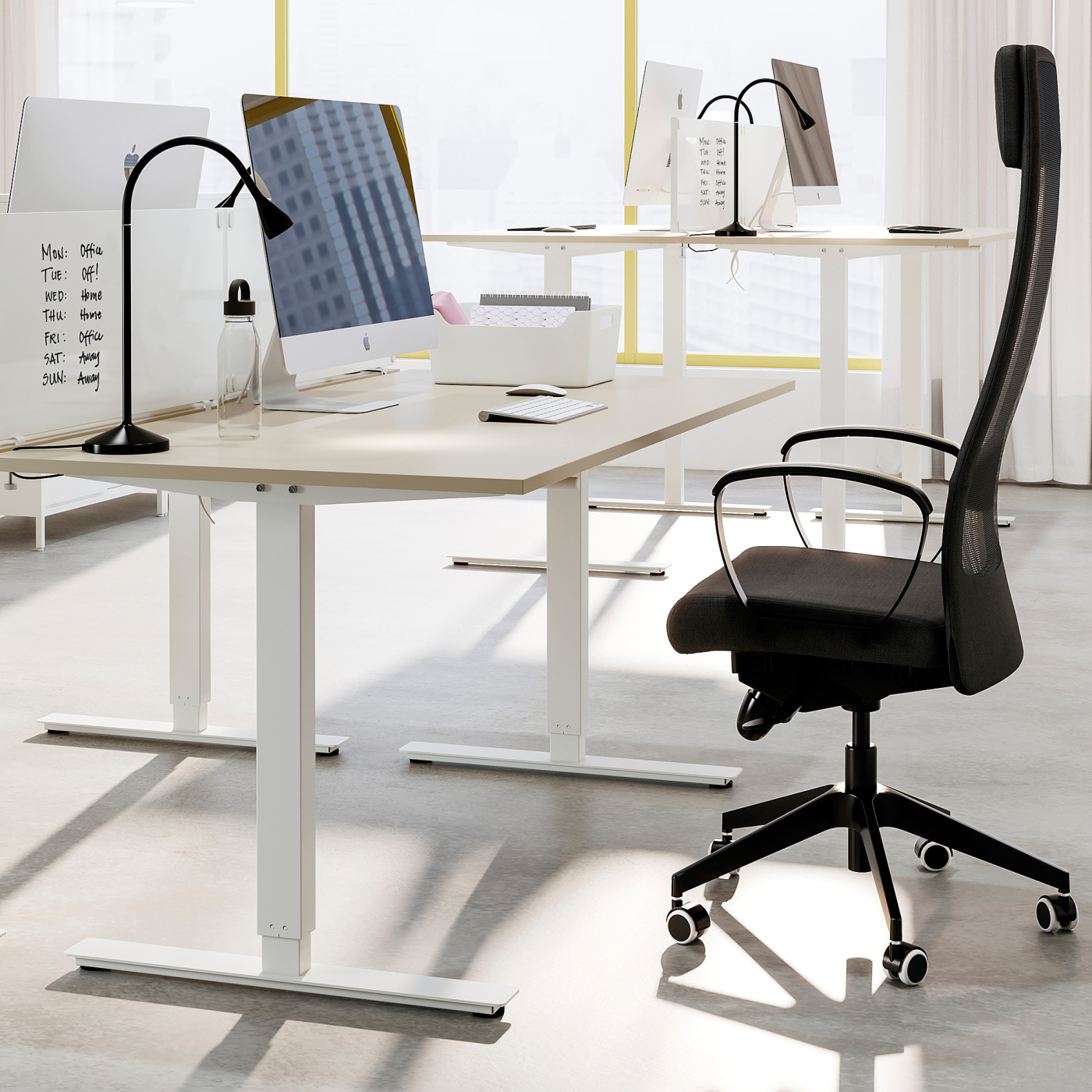 TROTTEN desk sit/stand beige/white - IKEA