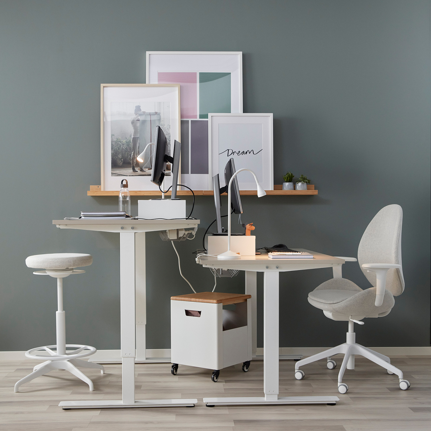 TROTTEN desk sit/stand beige/white - IKEA