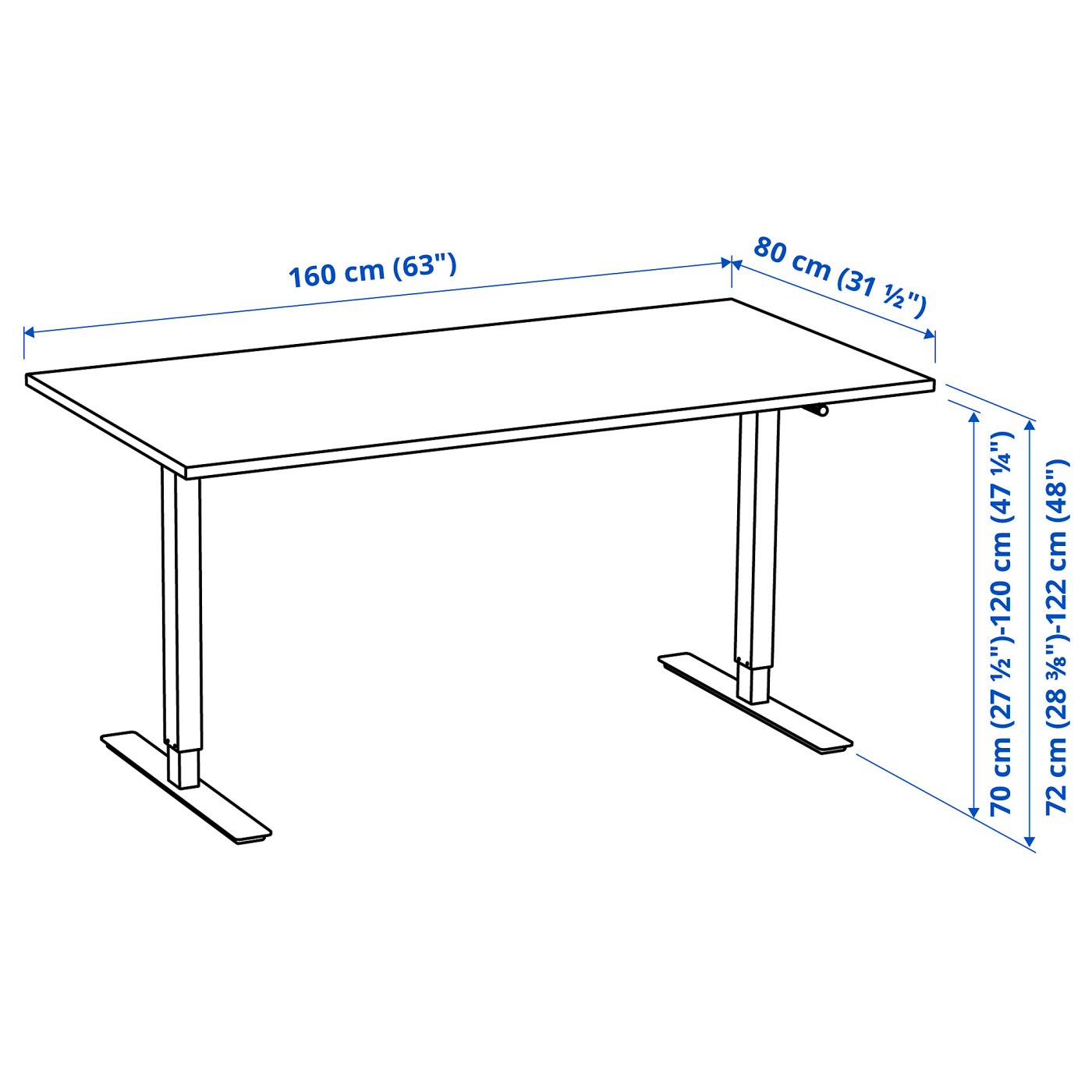 TROTTEN desk sit/stand white/anthracite - IKEA