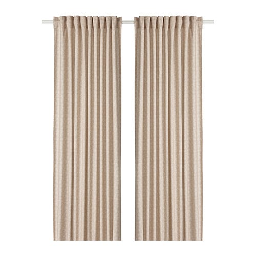 FJÄDERKLINT curtains, 1 pair white/green - IKEA