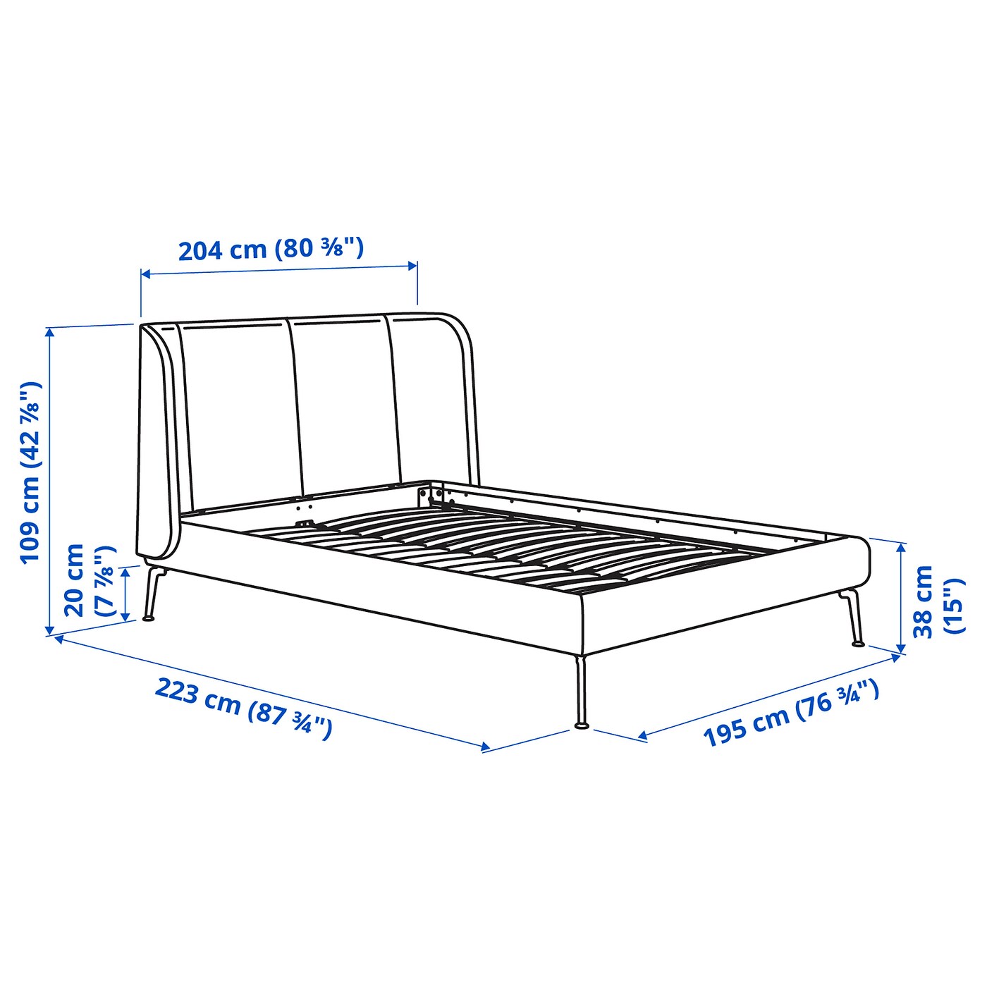 [IKEA] ベッド フルセット(140x200) TUFJORD upholstered bed frame Gunnared blue - IKEA