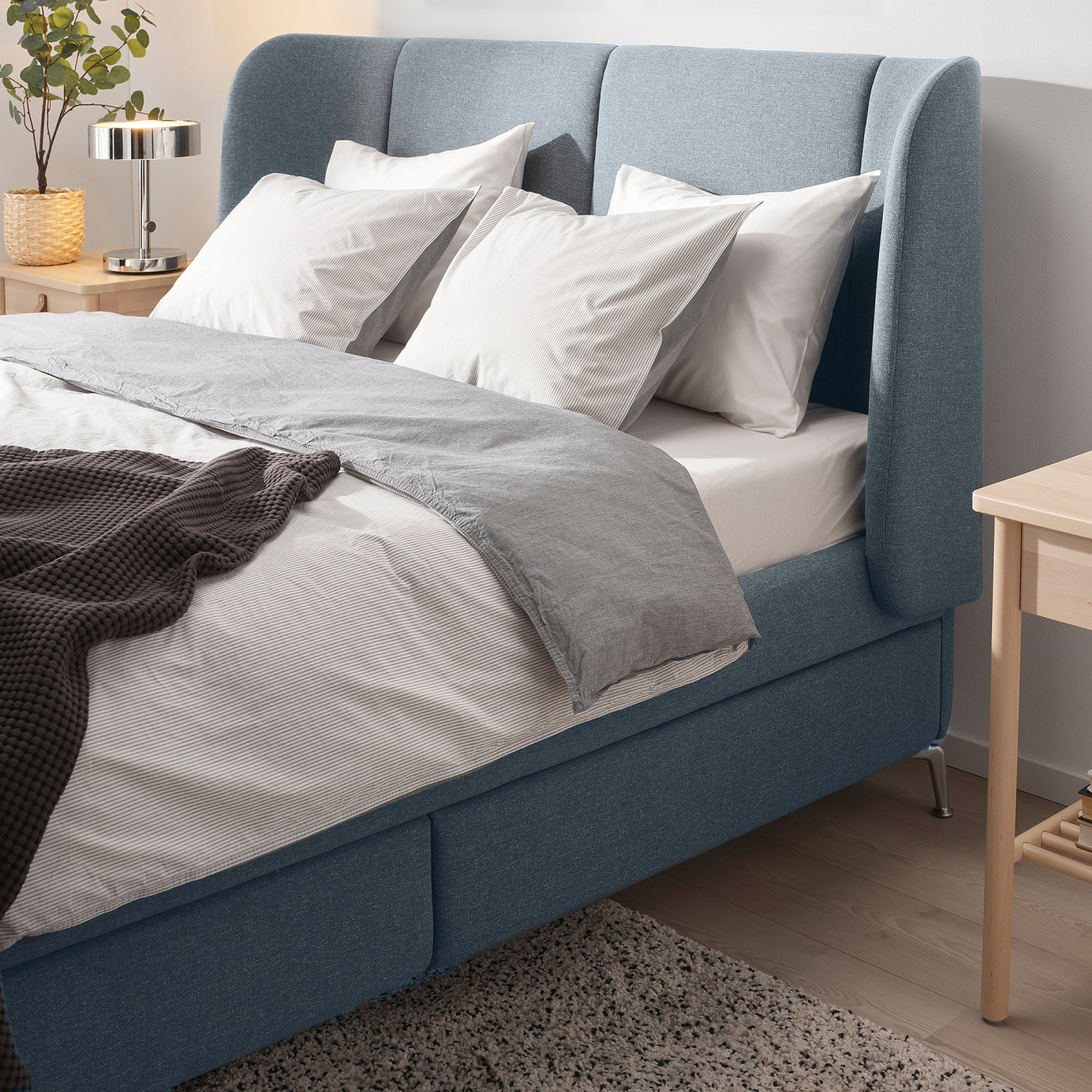 TUFJORD upholstered storage bed Gunnared blue - IKEA