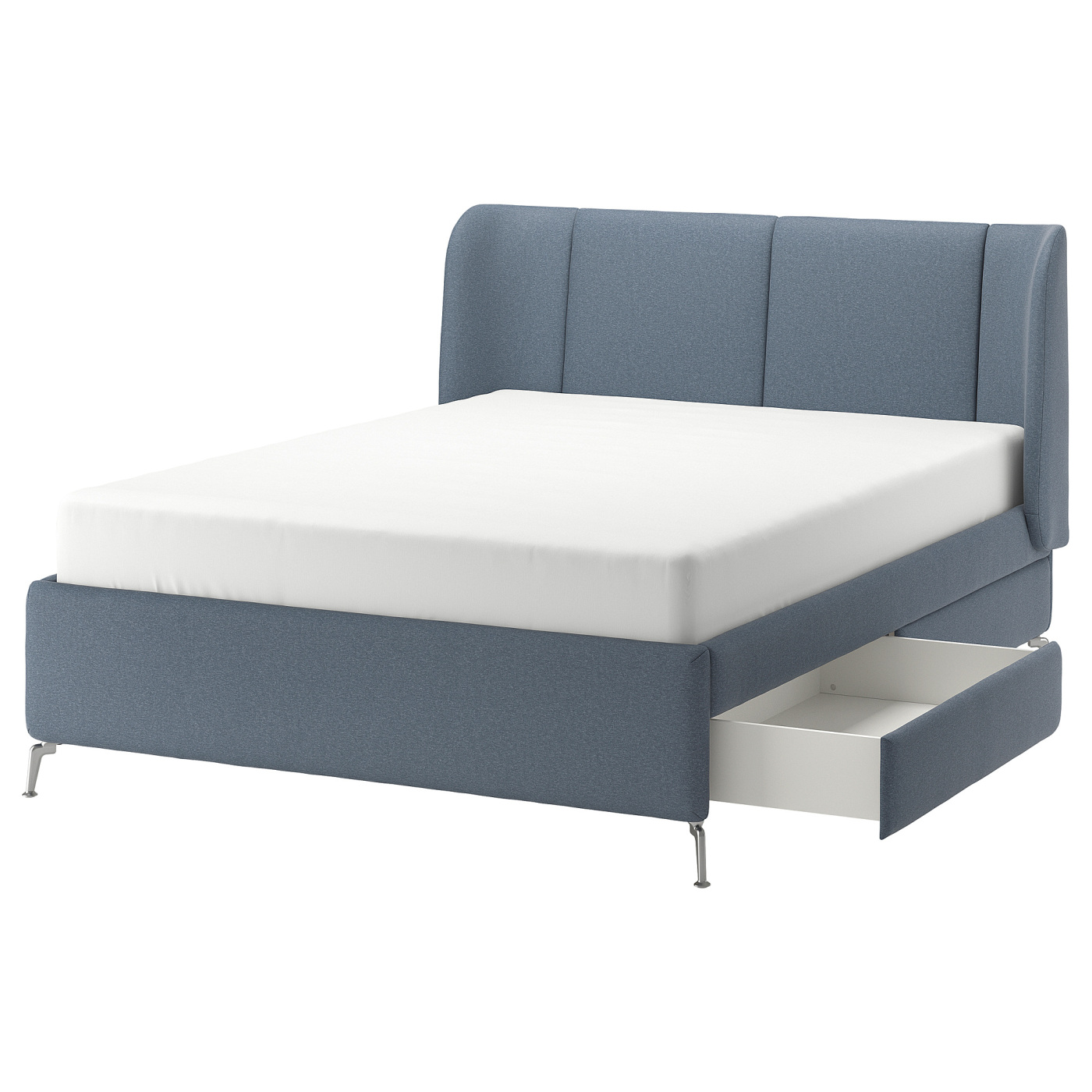 TUFJORD upholstered storage bed Gunnared blue - IKEA