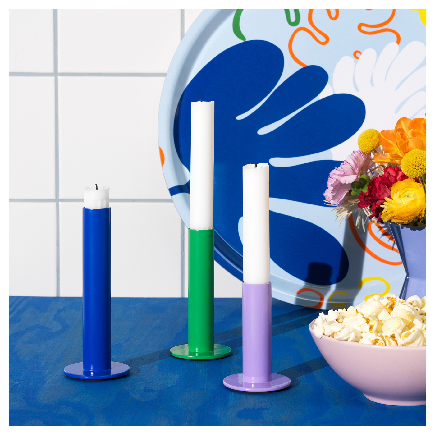TUVKORNELL candle holder, set of 3 mixed colours - IKEA