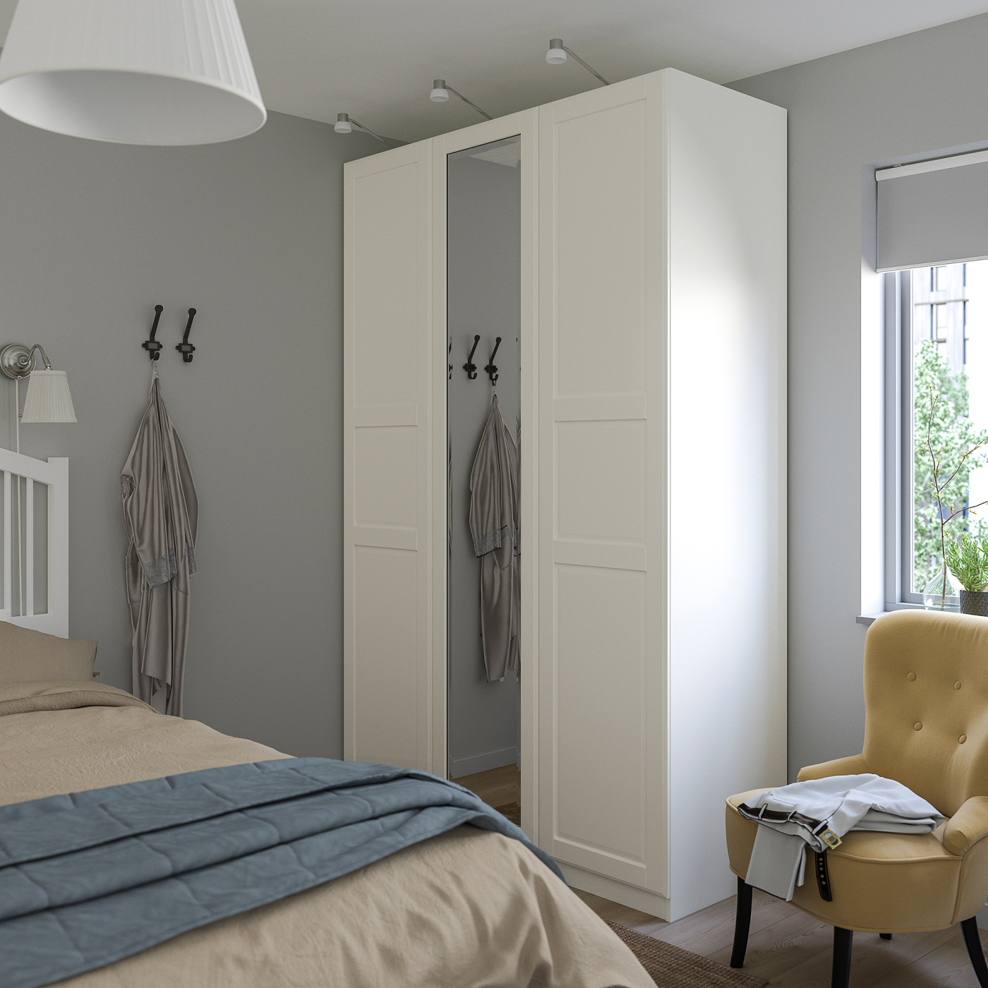 TYSSEDAL door with hinges white/mirror glass - IKEA