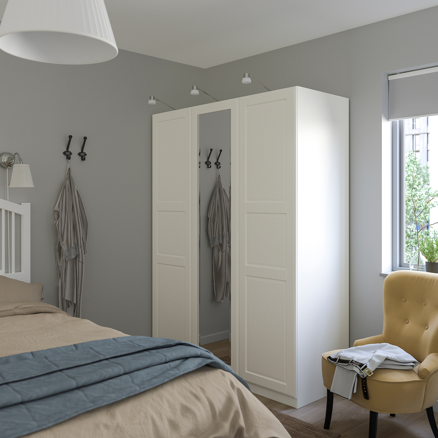 TYSSEDAL door with hinges white/mirror glass - IKEA