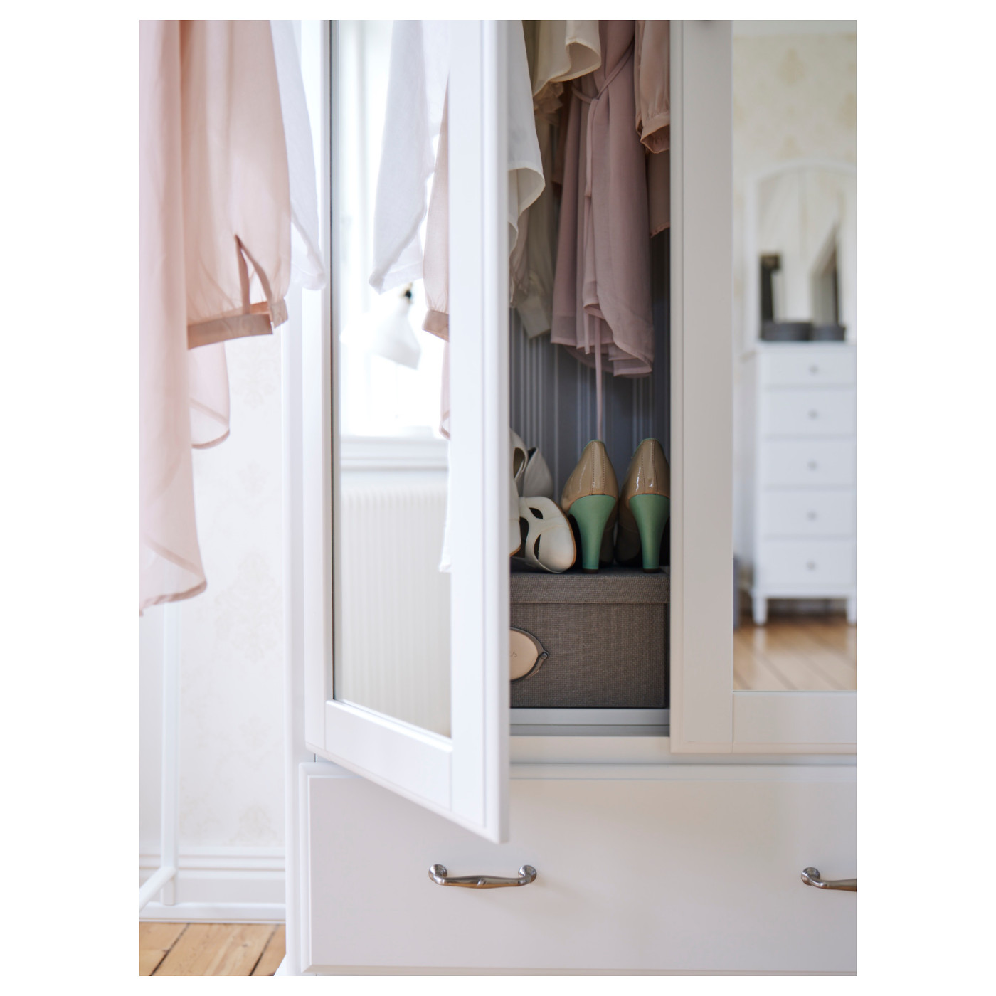 TYSSEDAL wardrobe white/mirror glass - IKEA