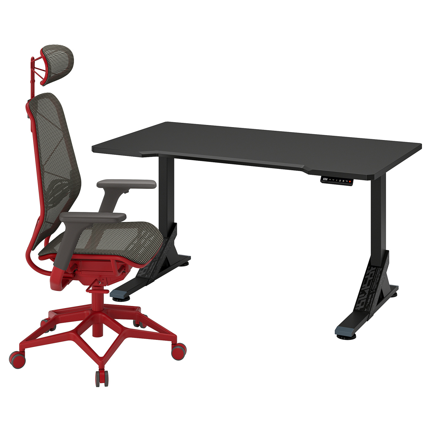 IKEA UPPSPEL パソコンデスク 140cm x 80cm UPPSPEL / STYRSPEL gaming desk and chair black grey/red - IKEA