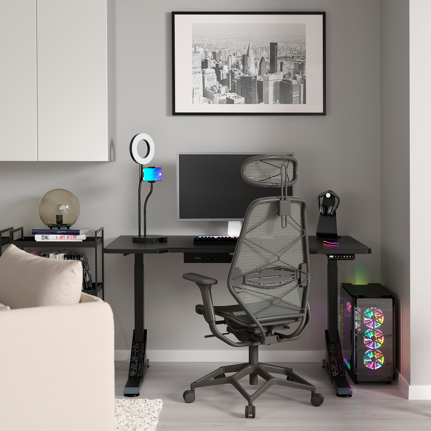 UPPSPEL / STYRSPEL gaming desk and chair black/grey - IKEA