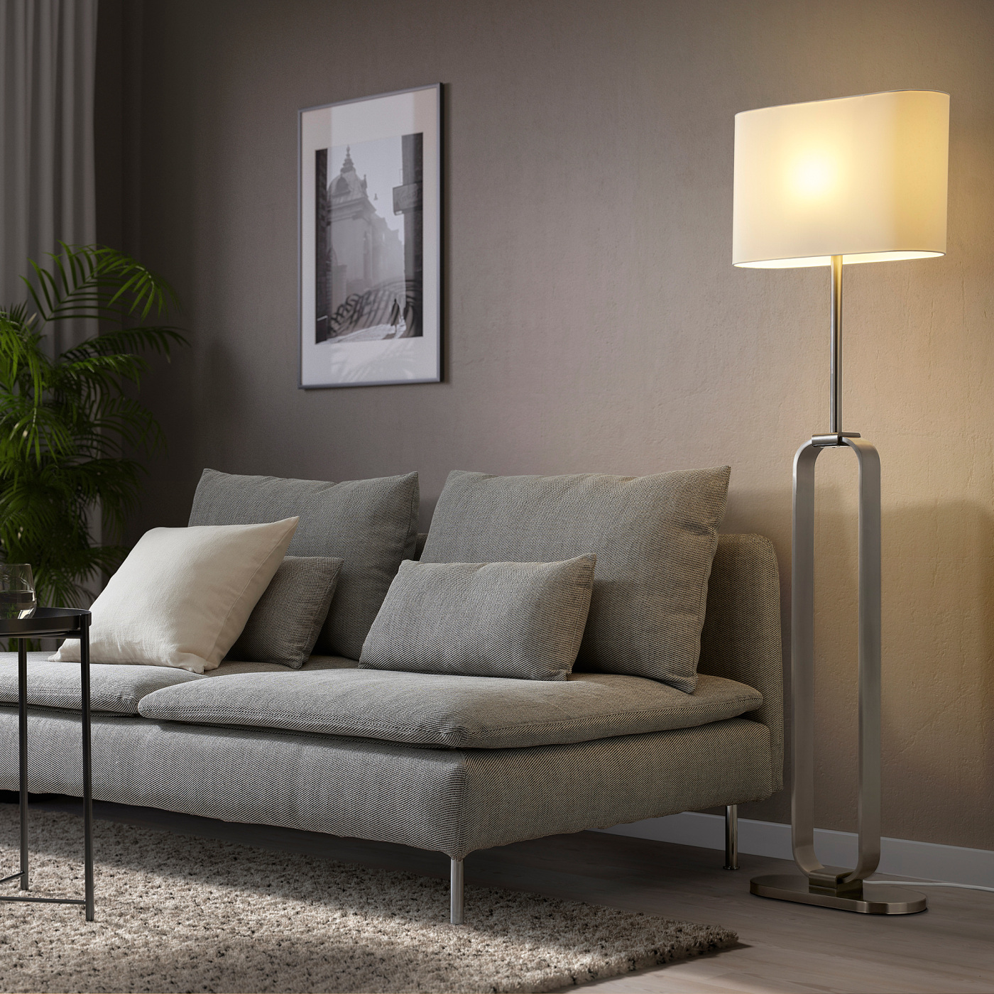 UPPVIND floor lamp nickel-plated/white - IKEA