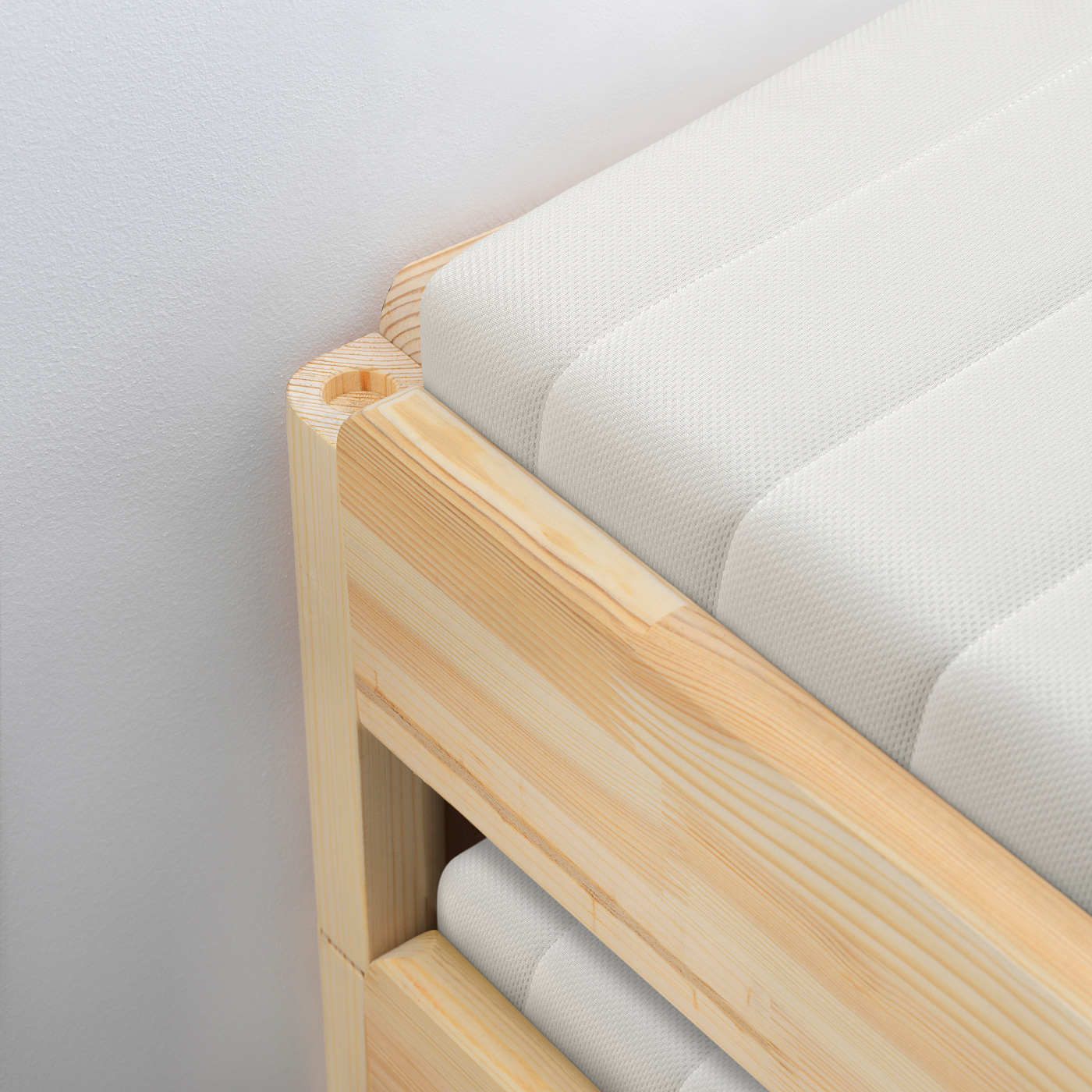 UTÅKER stackable bed with 2 mattresses pine/Ånnfjället super firm