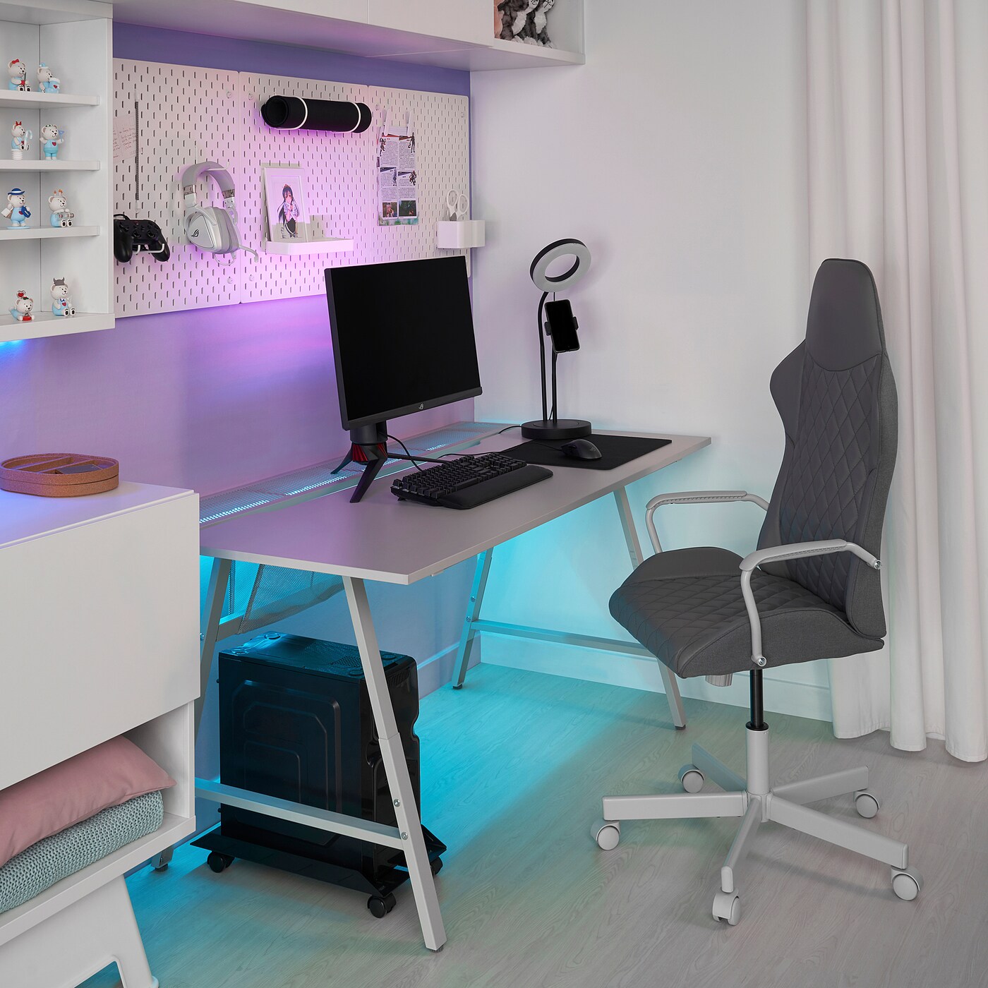 奈良滋賀引き取り限定イケア utespelare ライトグレー ゲーミングデスク UTESPELARE gaming desk and chair grey/light grey - IKEA