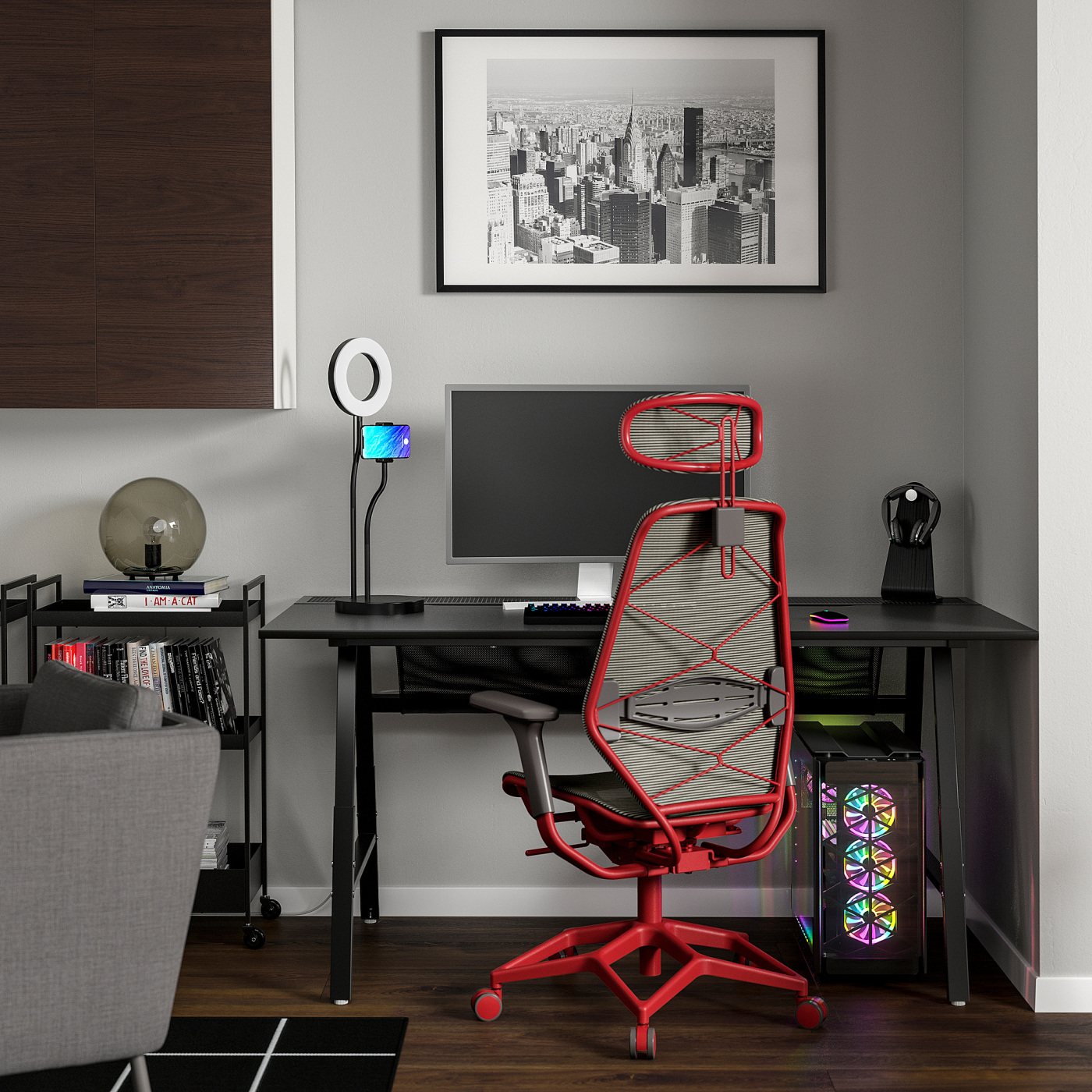 UTESPELARE / STYRSPEL gaming desk and chair black grey/red - IKEA