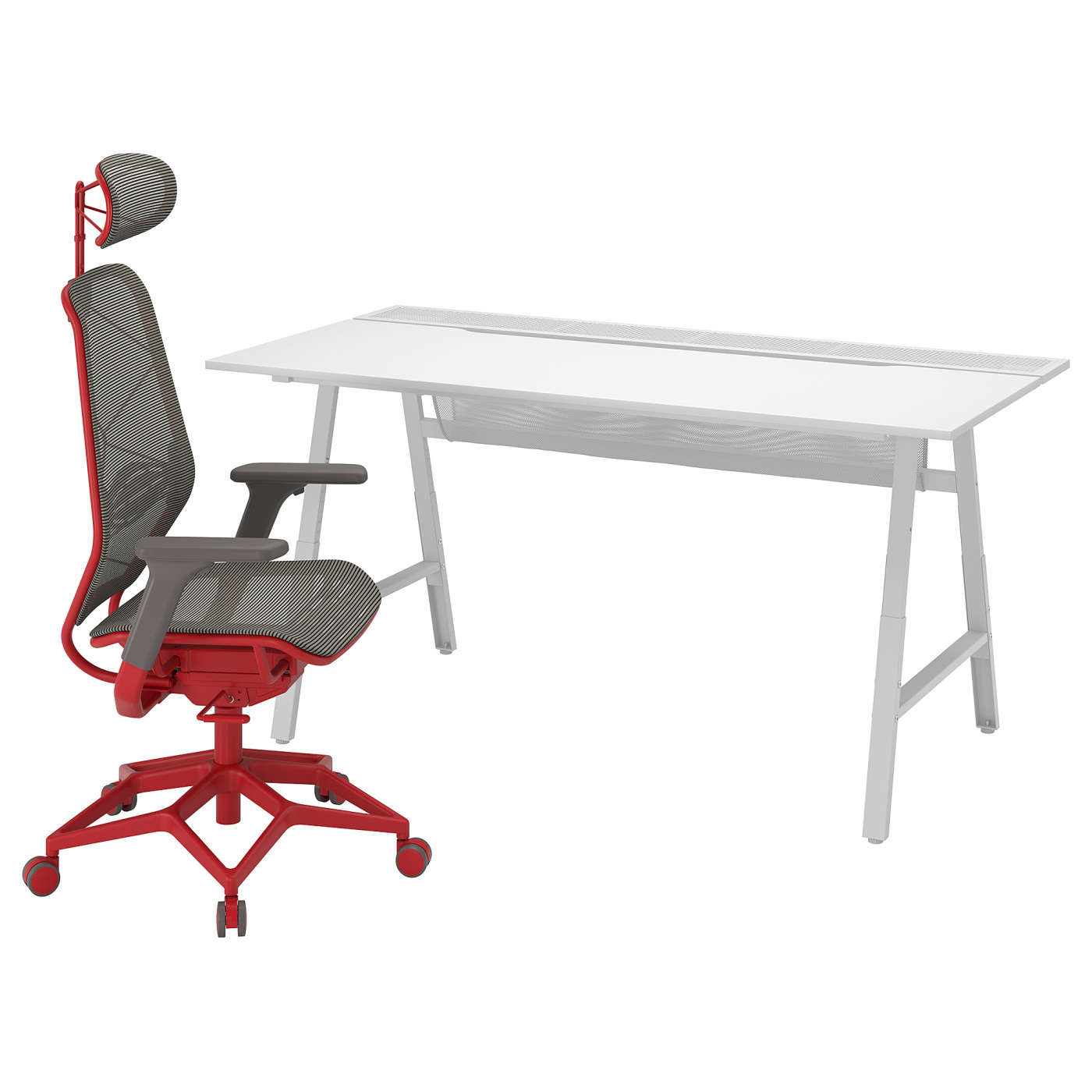 UTESPELARE / STYRSPEL gaming desk and chair light grey grey/red - IKEA