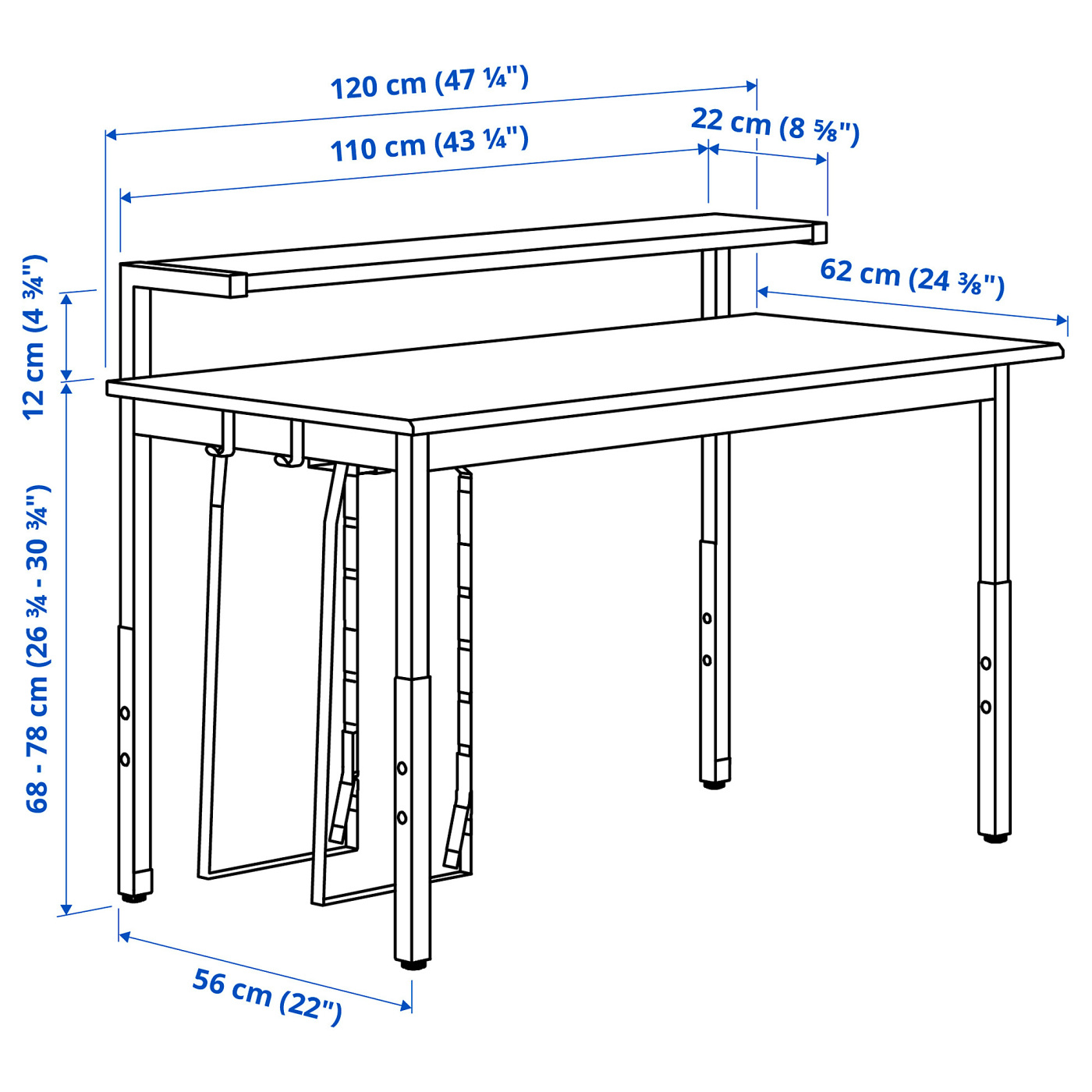 UTVISNING gaming desk with shelf ash effect/white - IKEA