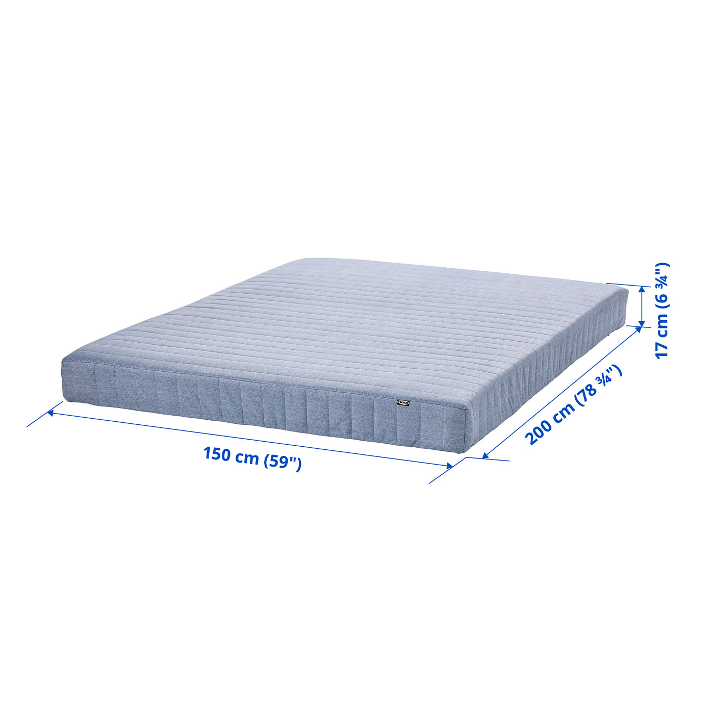 VADSÖ sprung mattress extra firm/light blue - IKEA