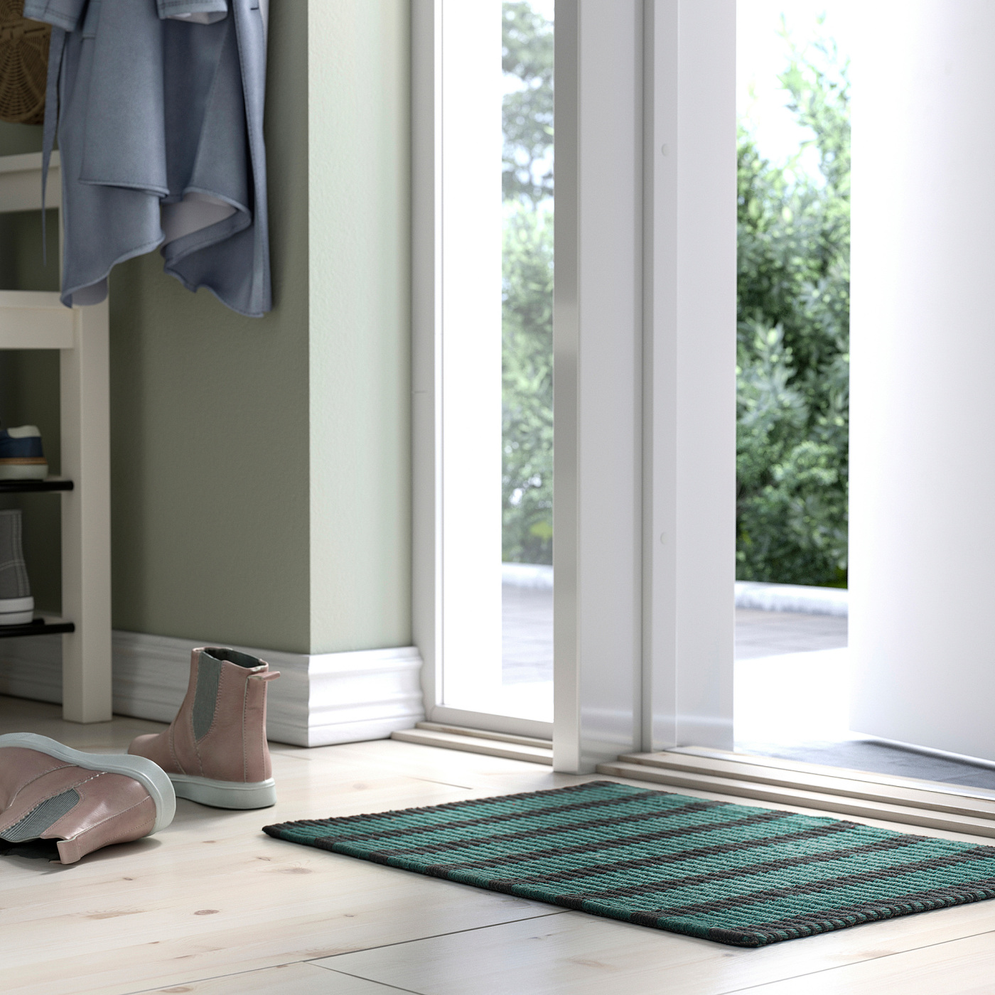 VÄGSKYLT door mat blue-green/black - IKEA