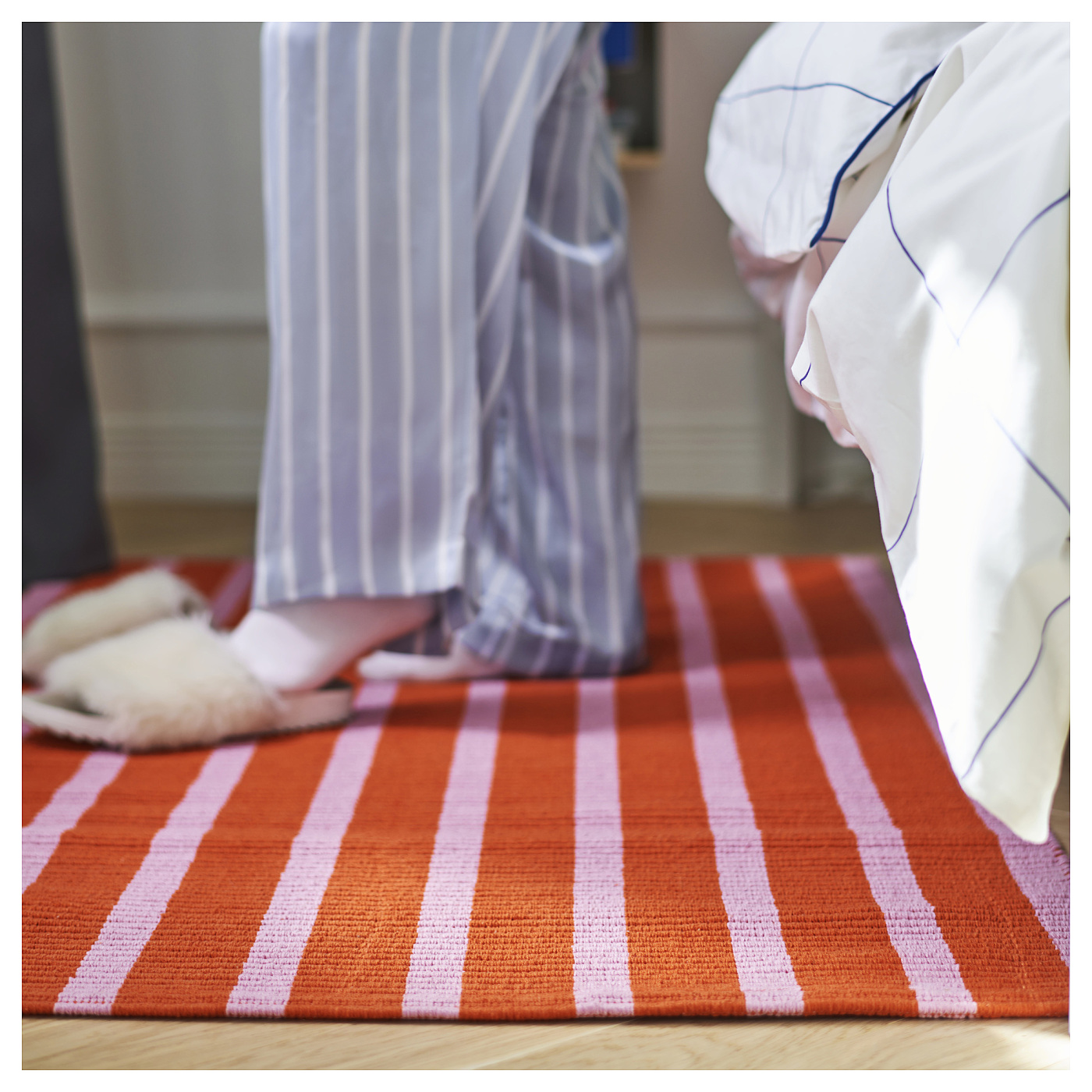 VÄGSKYLT rug, flatwoven pink/orange - IKEA