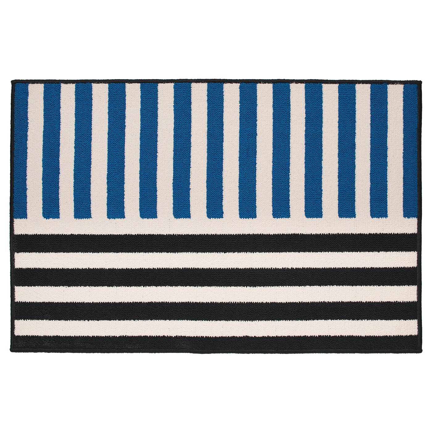 VÄNDPLATS rug, low pile blue black/stripe - IKEA
