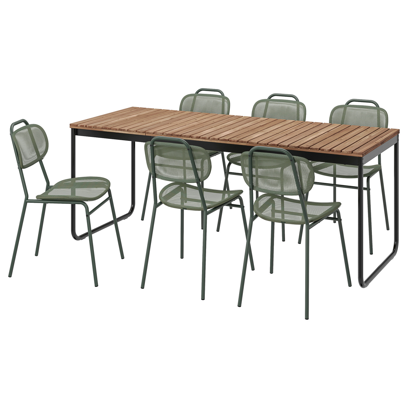VÄSMAN / ENSHOLM table+6 chairs, outdoor extendable light brown