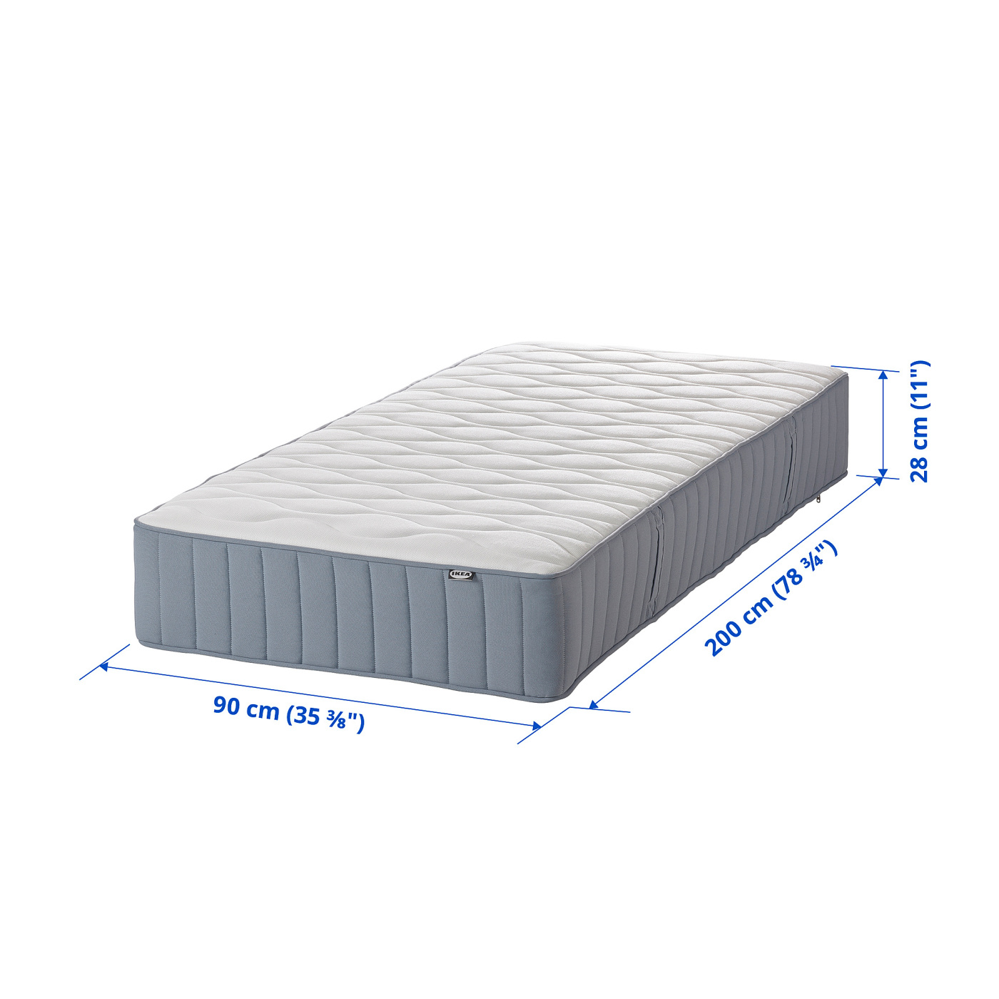 VÅGSTRANDA pocket sprung mattress super firm/light blue - IKEA
