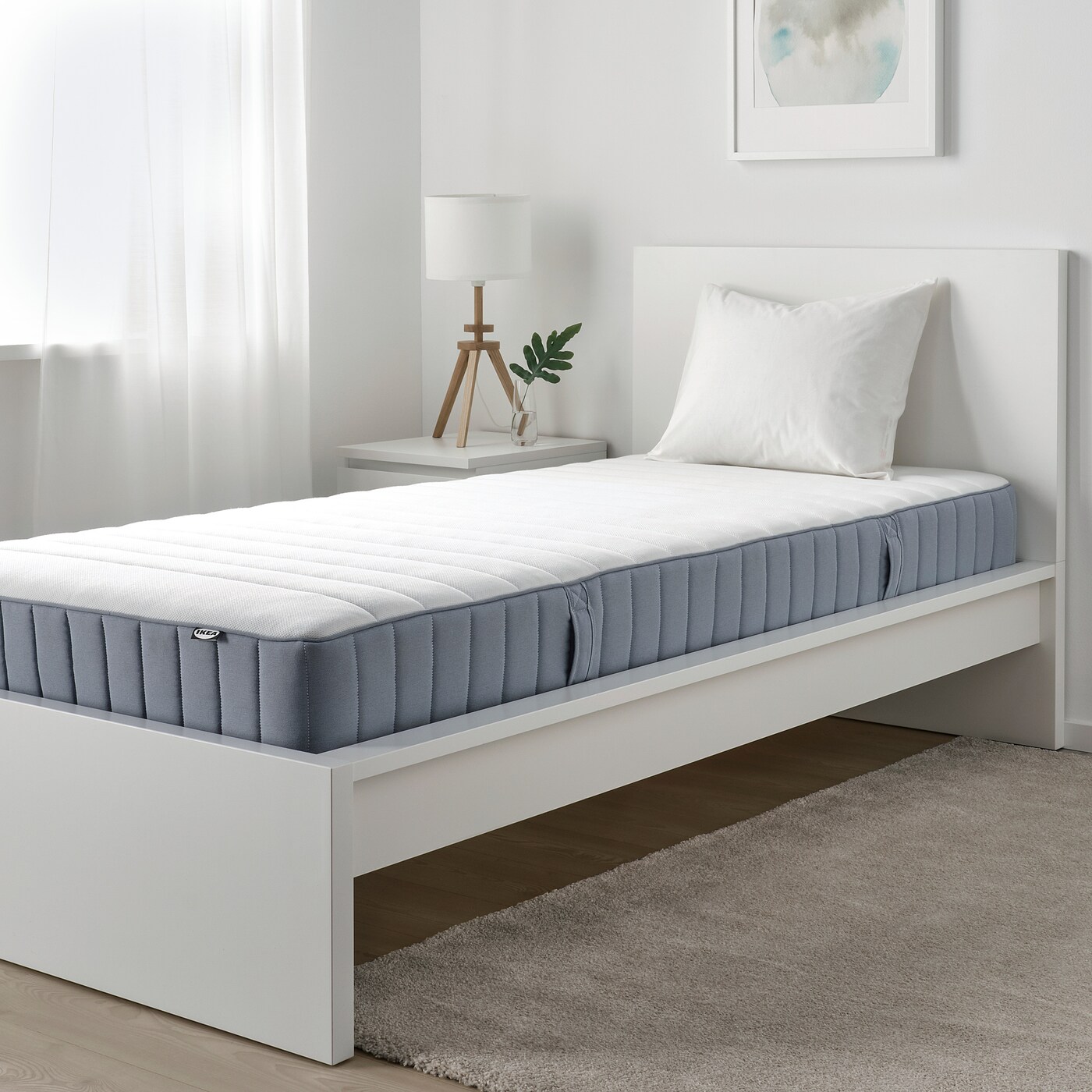 VALEVÅG pocket sprung mattress firm/light blue - IKEA