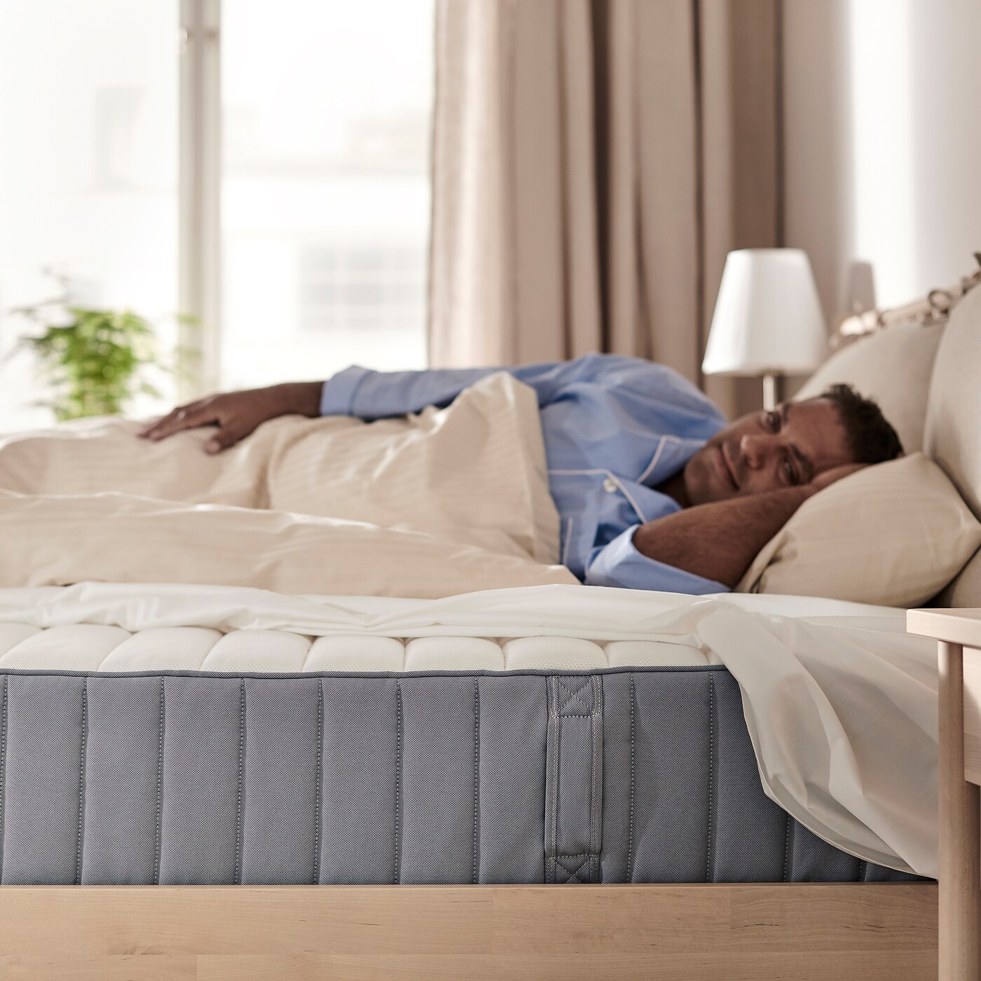 VALEVAG pocket sprung mattress firm light blue IKEA
