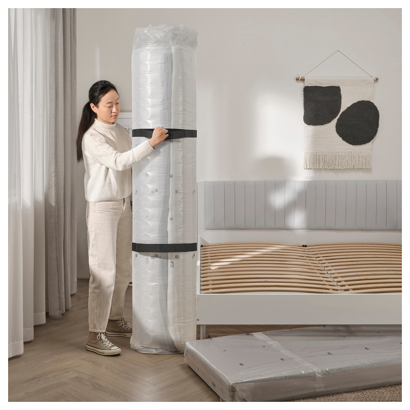VALLBERGET pocket sprung mattress with coir super firm/light blue
