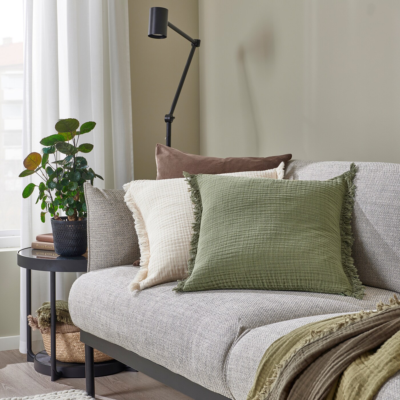 VALLKRASSING cushion cover grey-green - IKEA