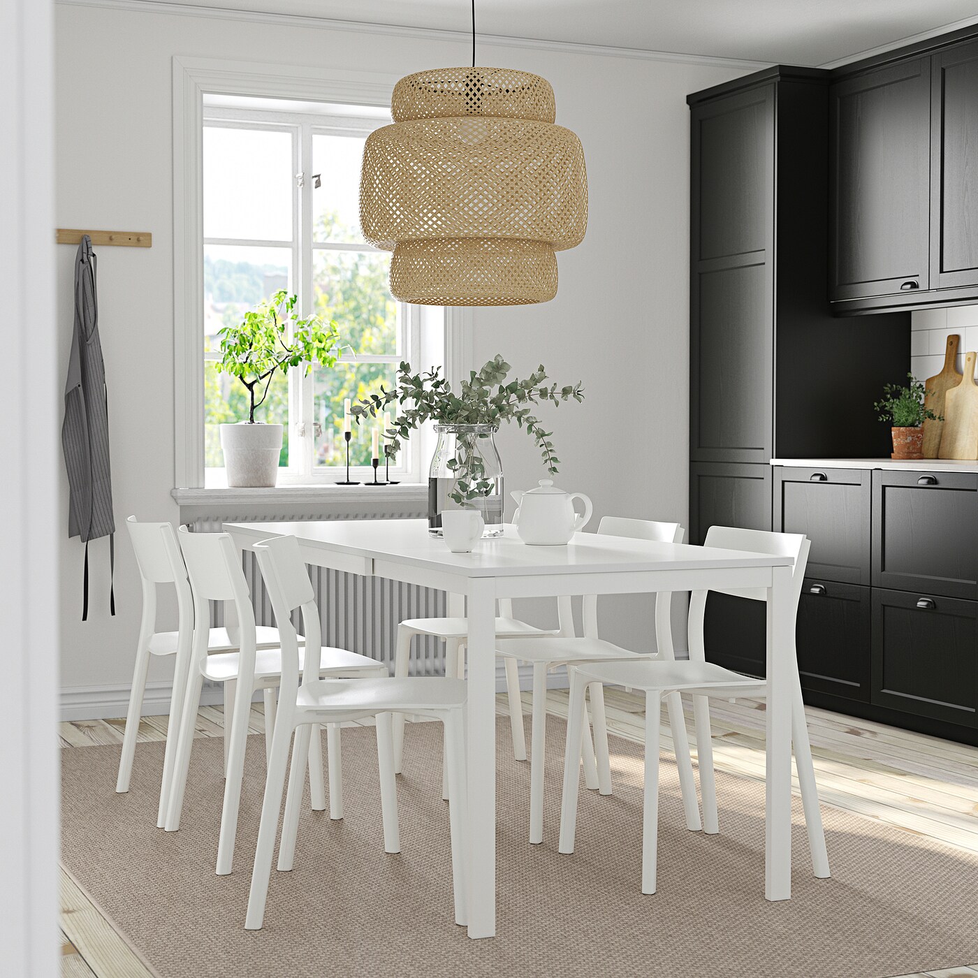 VANGSTA / JANINGE table and 6 chairs white/white - IKEA