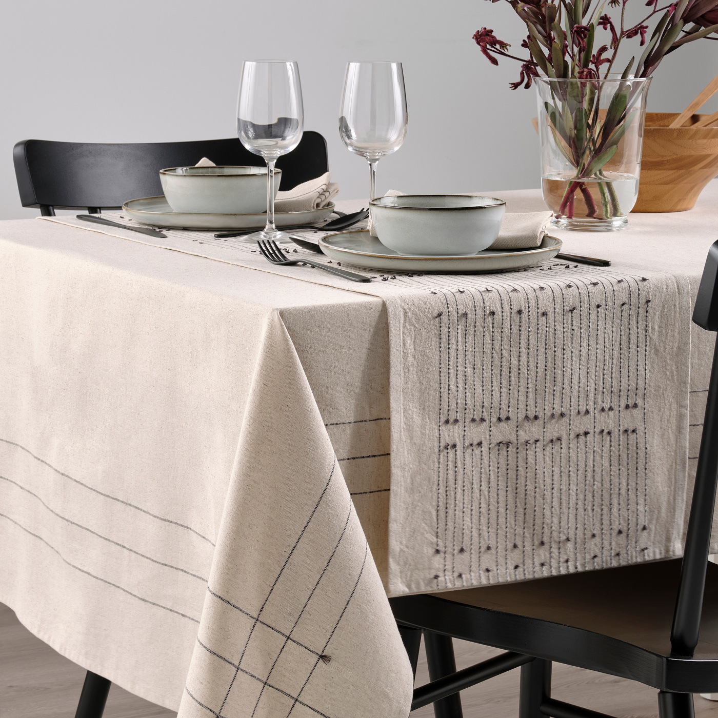 KLOCKBUSKE rug, flatwoven dark grey/flower - IKEA