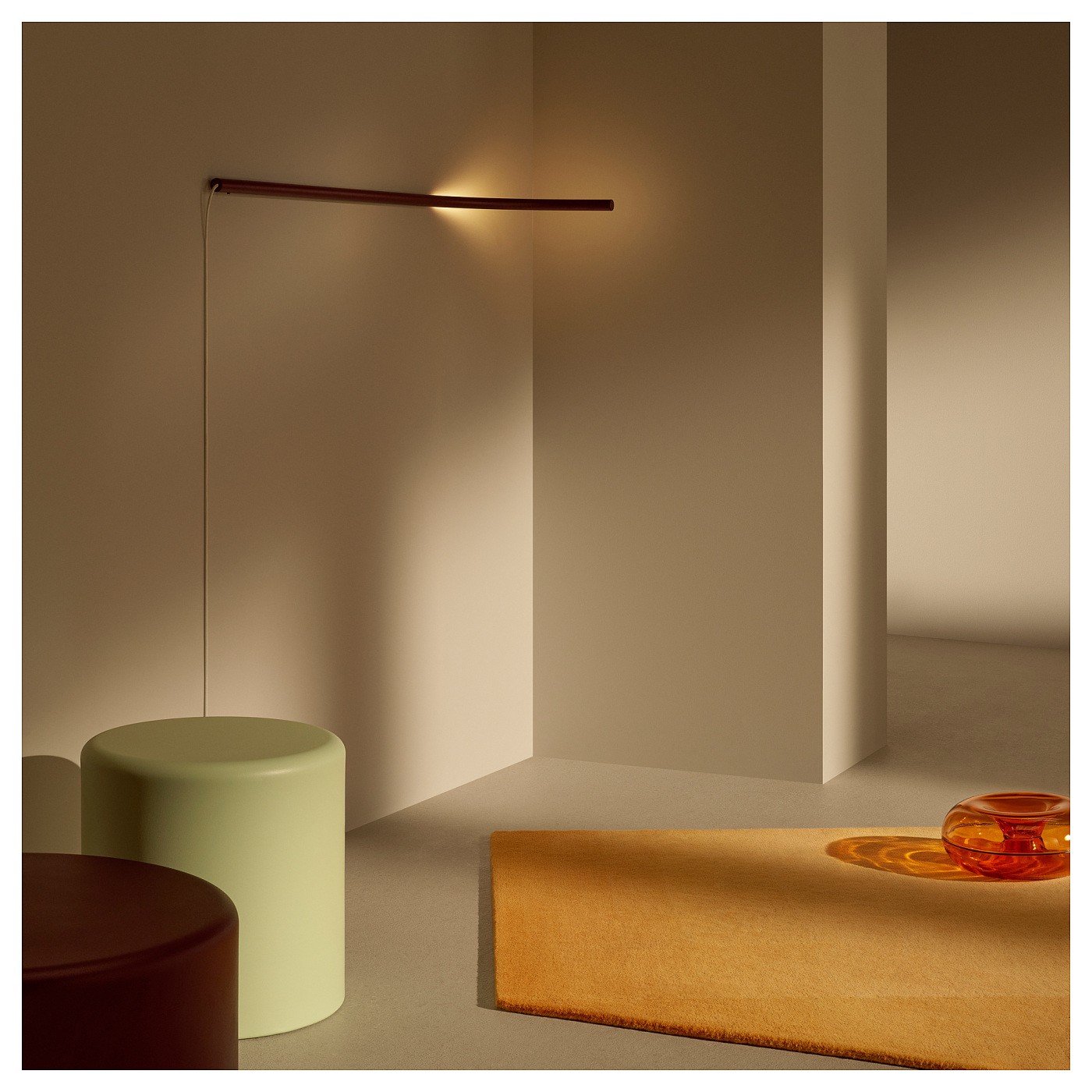 VARMBLIXT LED wall lamp dark red metal/linear - IKEA