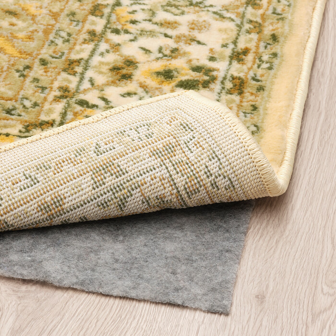 VEDBÄK rug, low pile yellow/green - IKEA