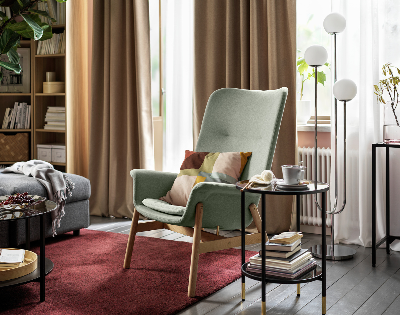 VEDBO high-back armchair Gunnared light green - IKEA