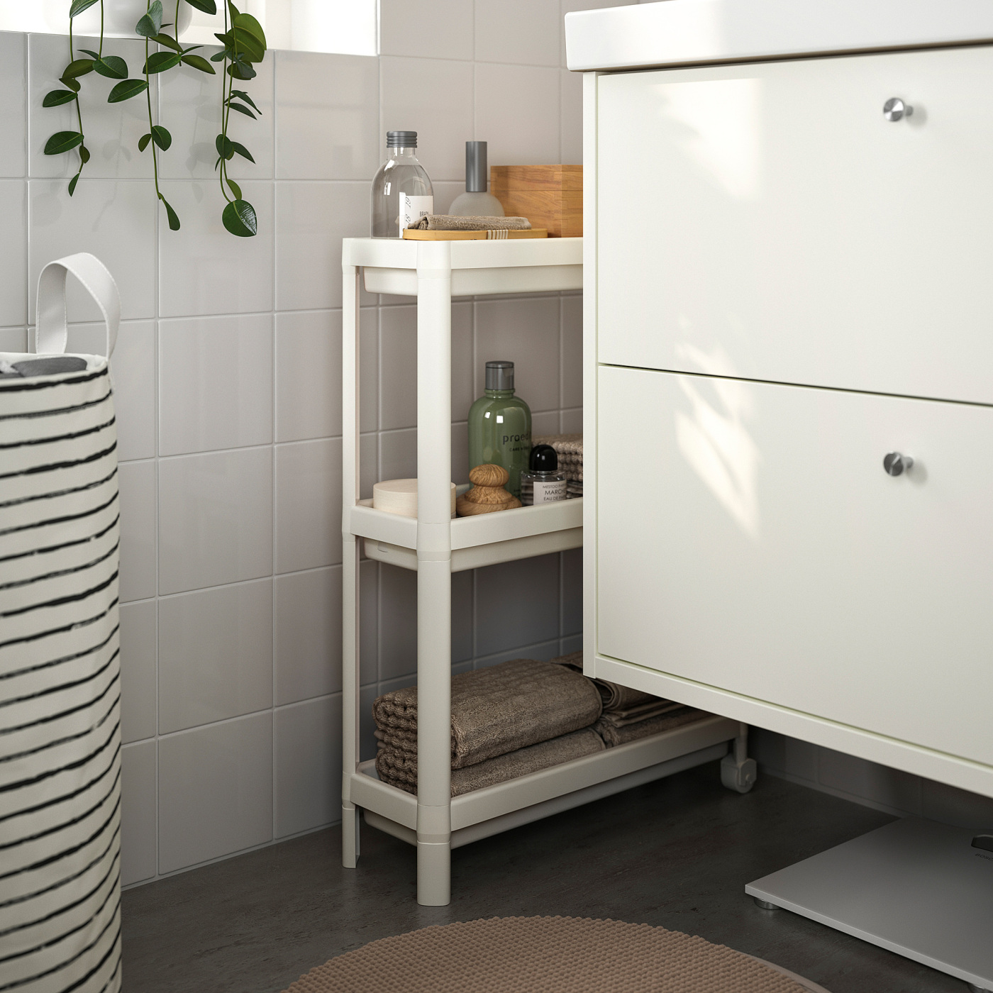 Ikea VESKEN Étagère Noire 37 X 23 X 101 Cm - Rangement Pratique Et Compact