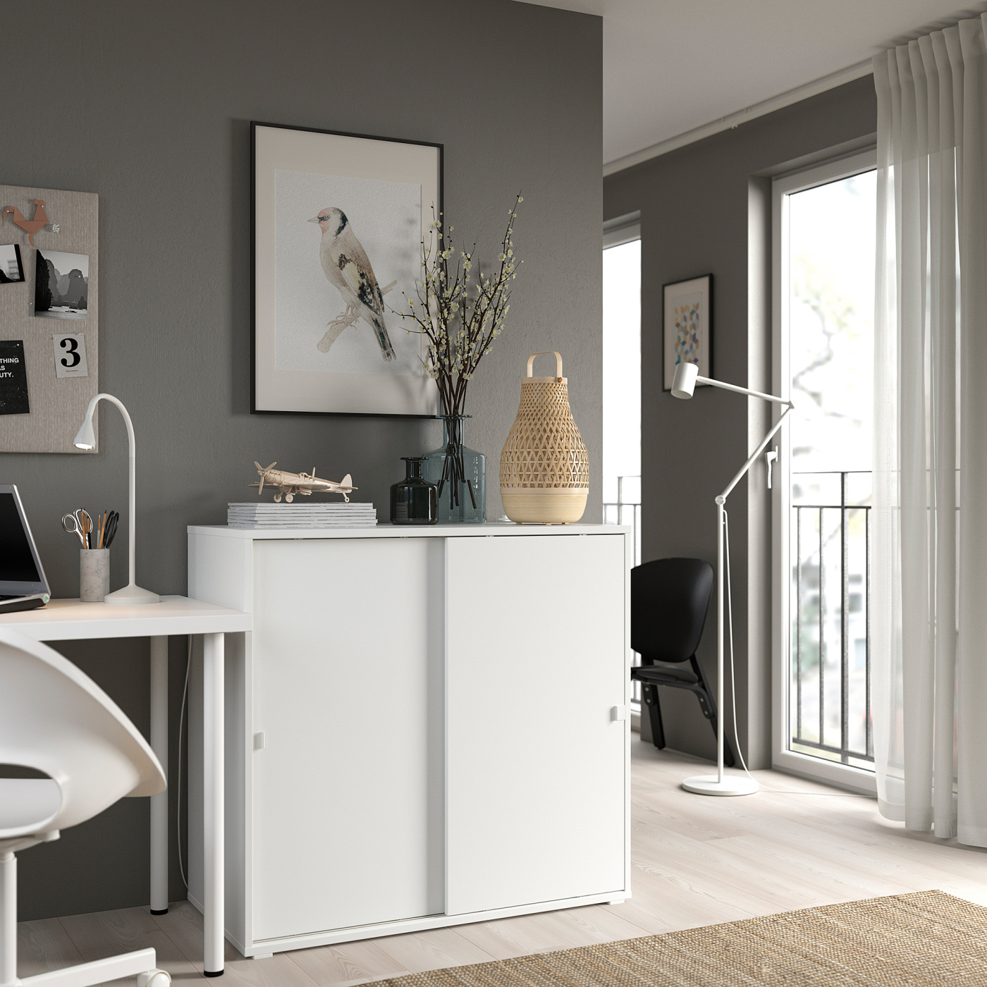 VIHALS cabinet with sliding doors white - IKEA