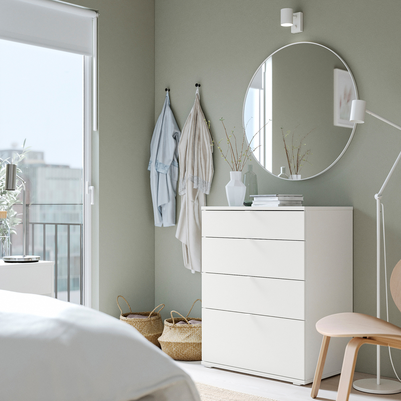 VIHALS chest of 4 drawers white/anchor/unlock-function - IKEA