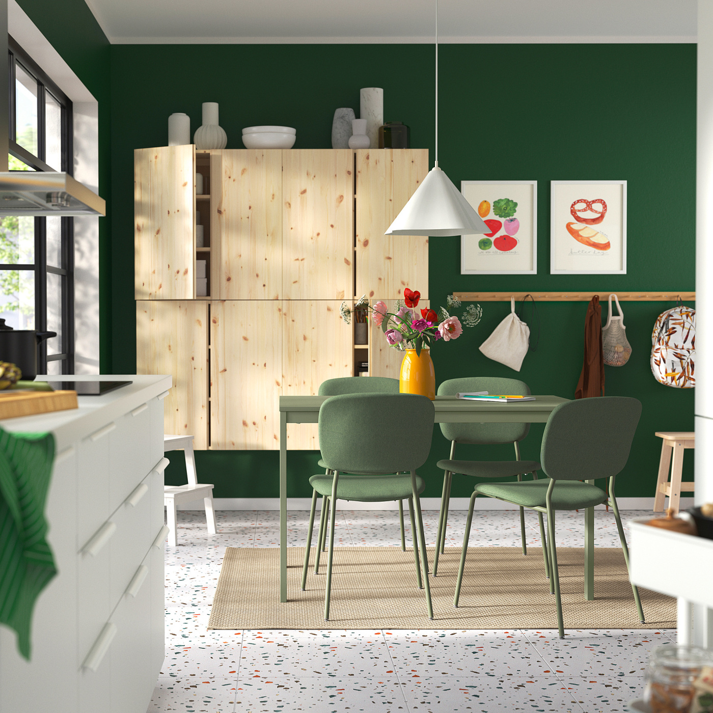 VIHALS IKEA 伸長式テーブル 471/4/707/8x291/8 white, table, extendable VIHALS cm 120/180×74 緑 ダイニングテーブル